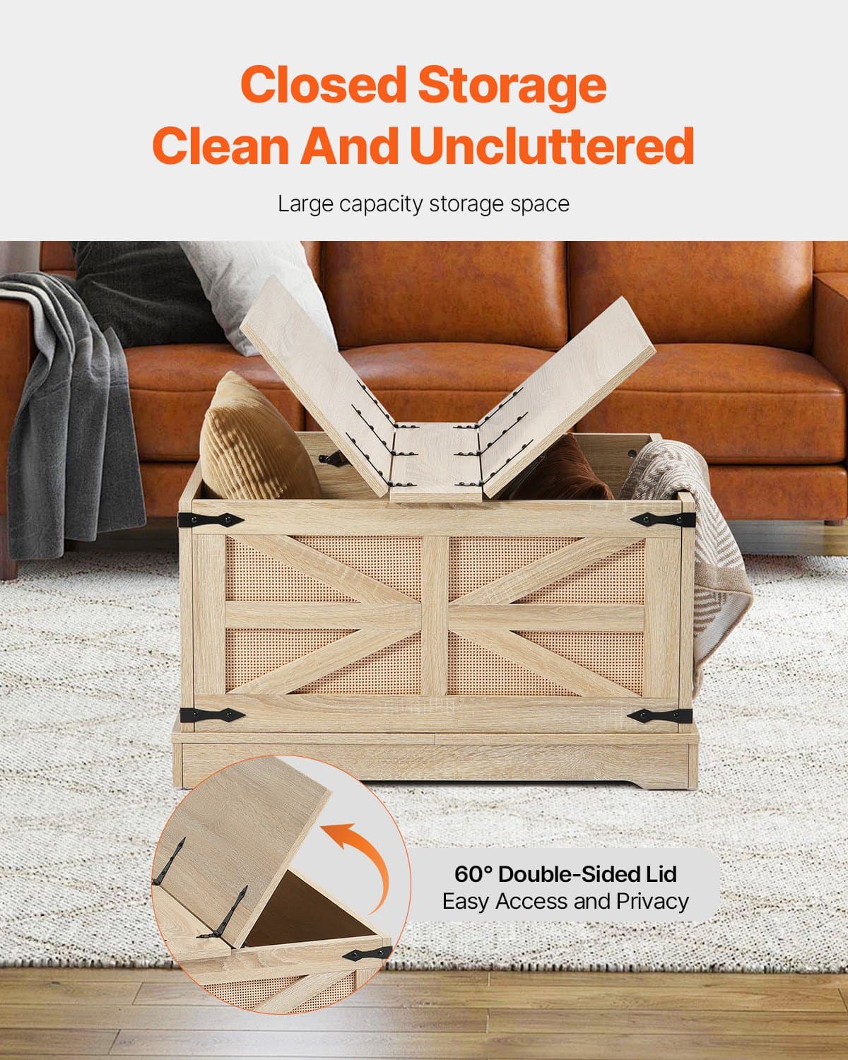 Stylish Rattan Coffee Table with Hidden Storage - image 3