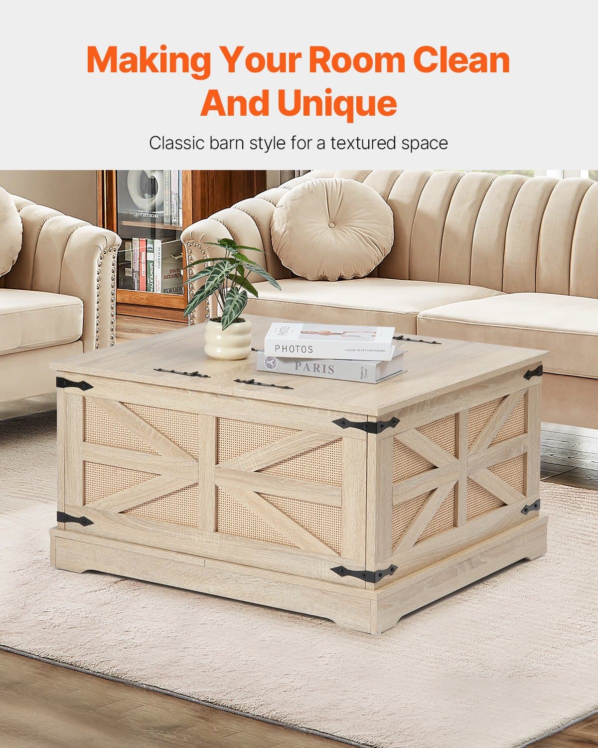Stylish Rattan Coffee Table with Hidden Storage - image 4