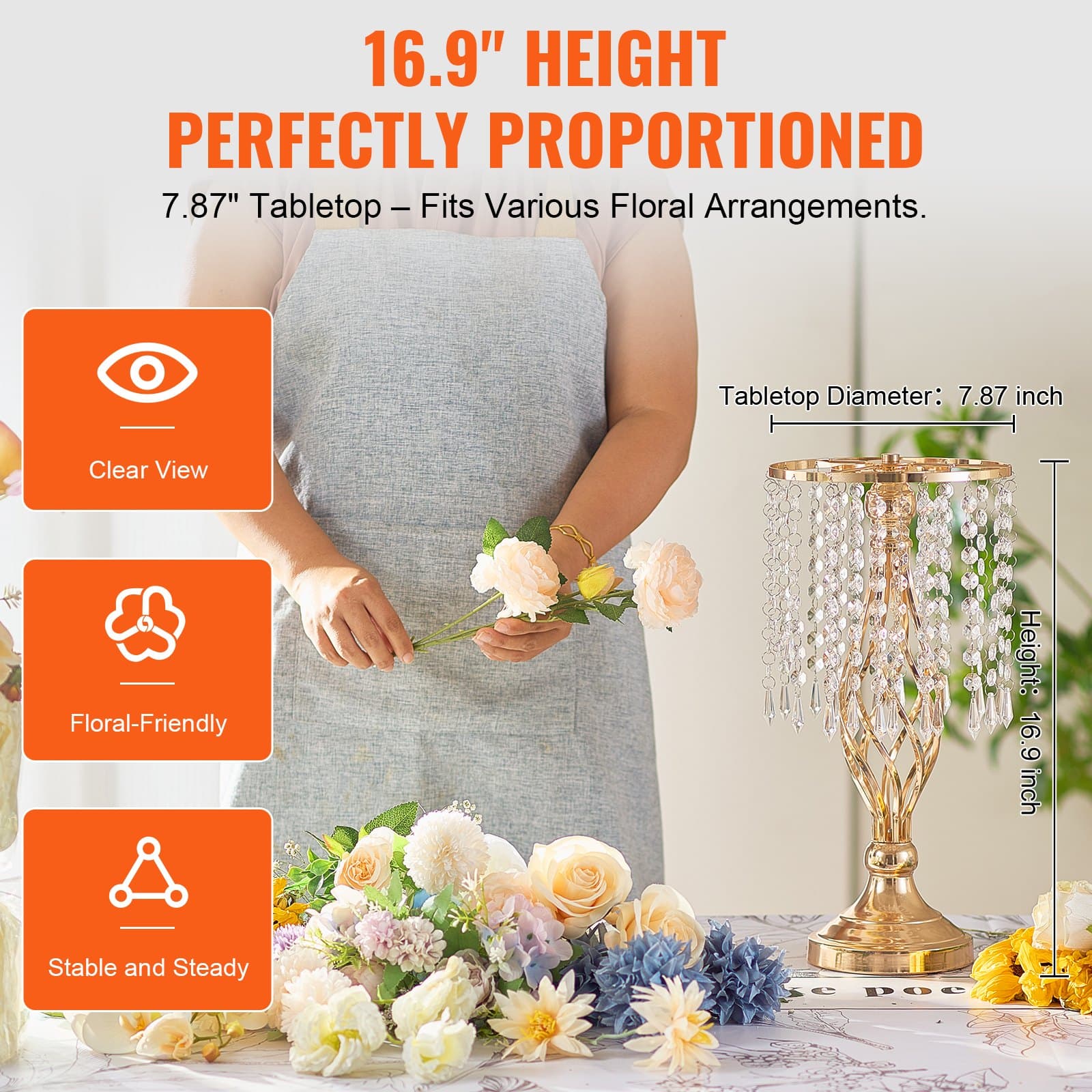 Transform Tables with Gold & Crystal Wedding Flower Stands - image 2