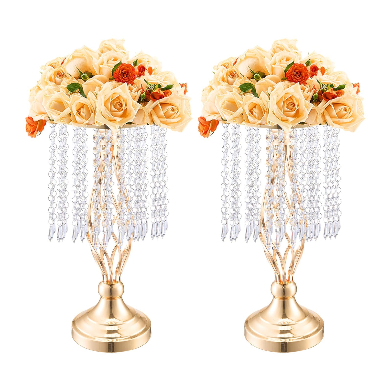 Transform Tables with Gold & Crystal Wedding Flower Stands - HLHPSJK45CM2SL738V0