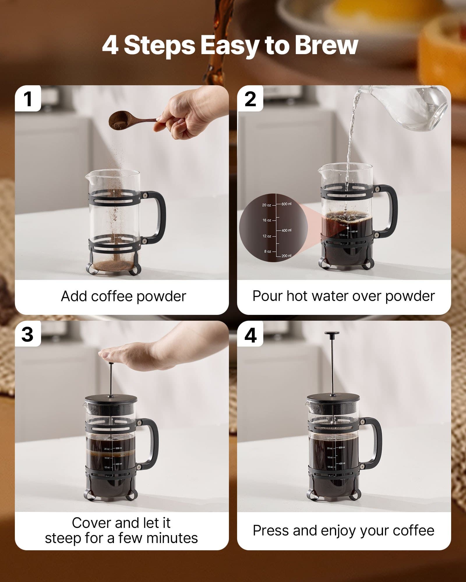 Premium 1L Glass French Press for Effortless Brewing - image 1