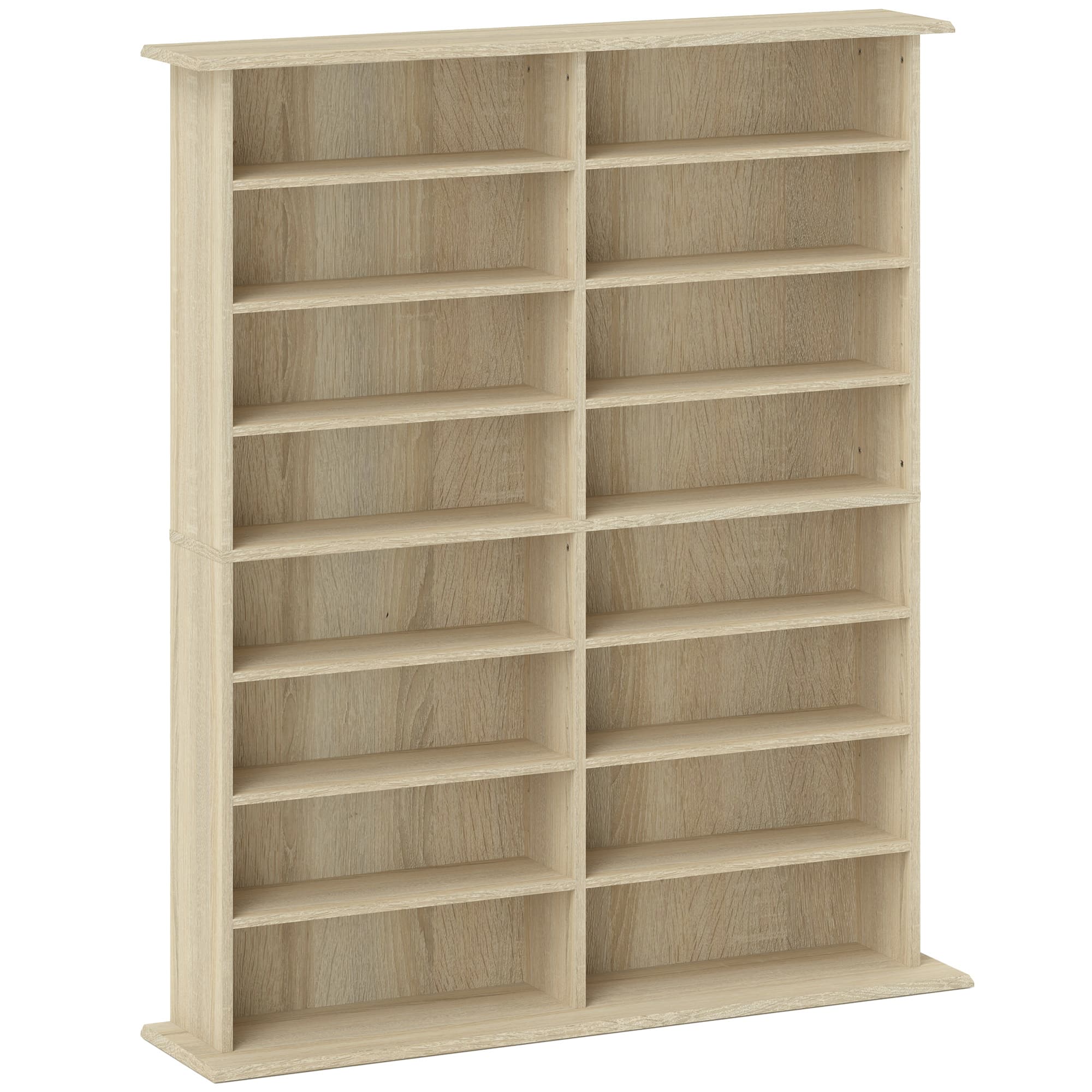 Transform Your Space with this 16-Compartment Media Shelf - Natural wood finish