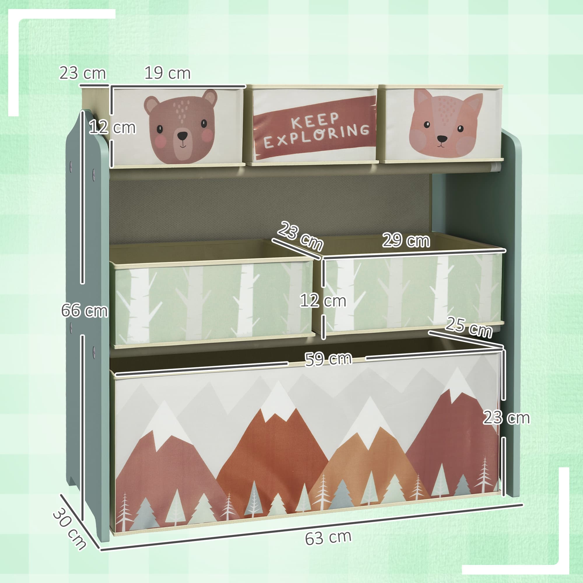 Kids Toy Storage Unit with Six Fabric Bins - image 8