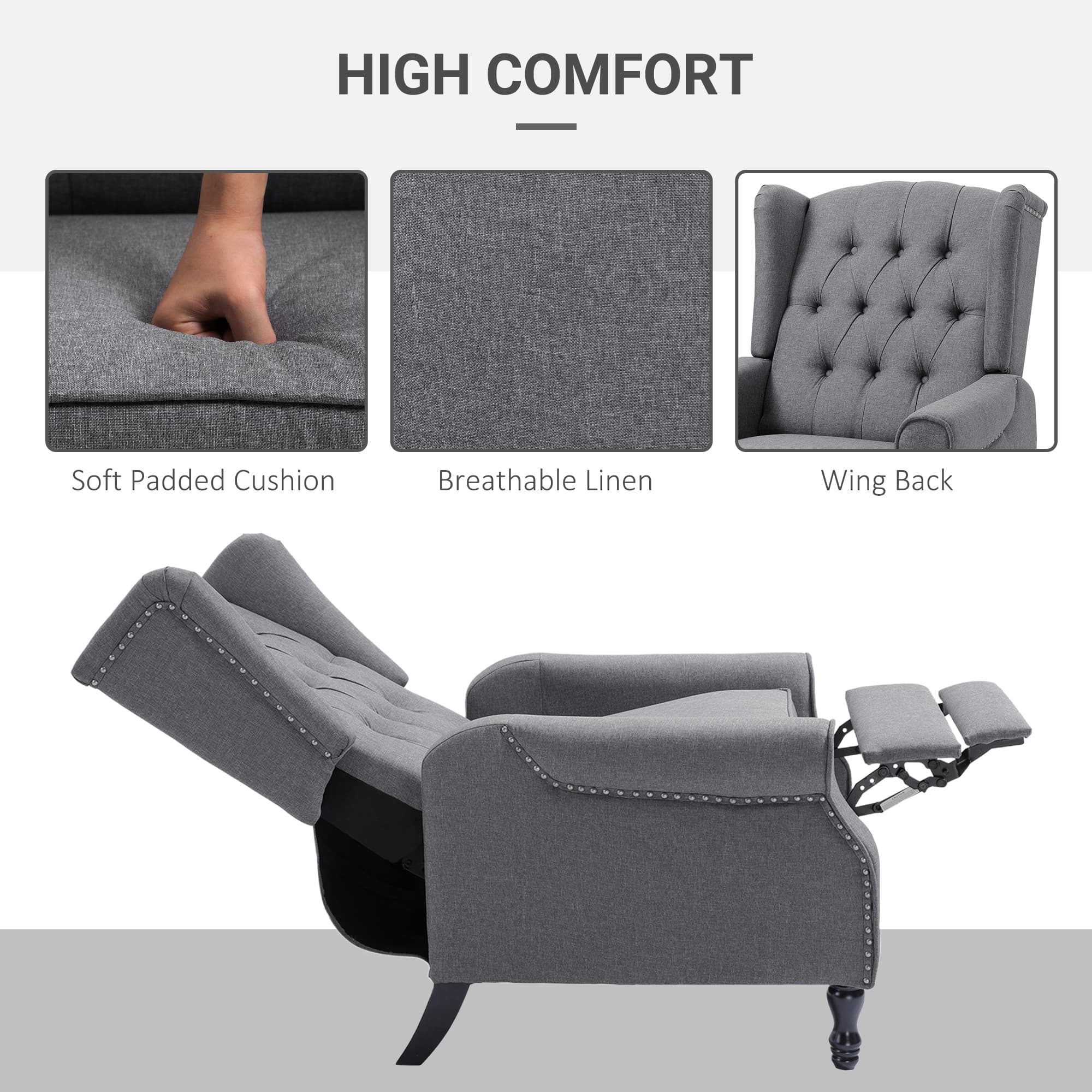 Relax in Style: Vintage Grey Tufted Recliner Armchair - image 1