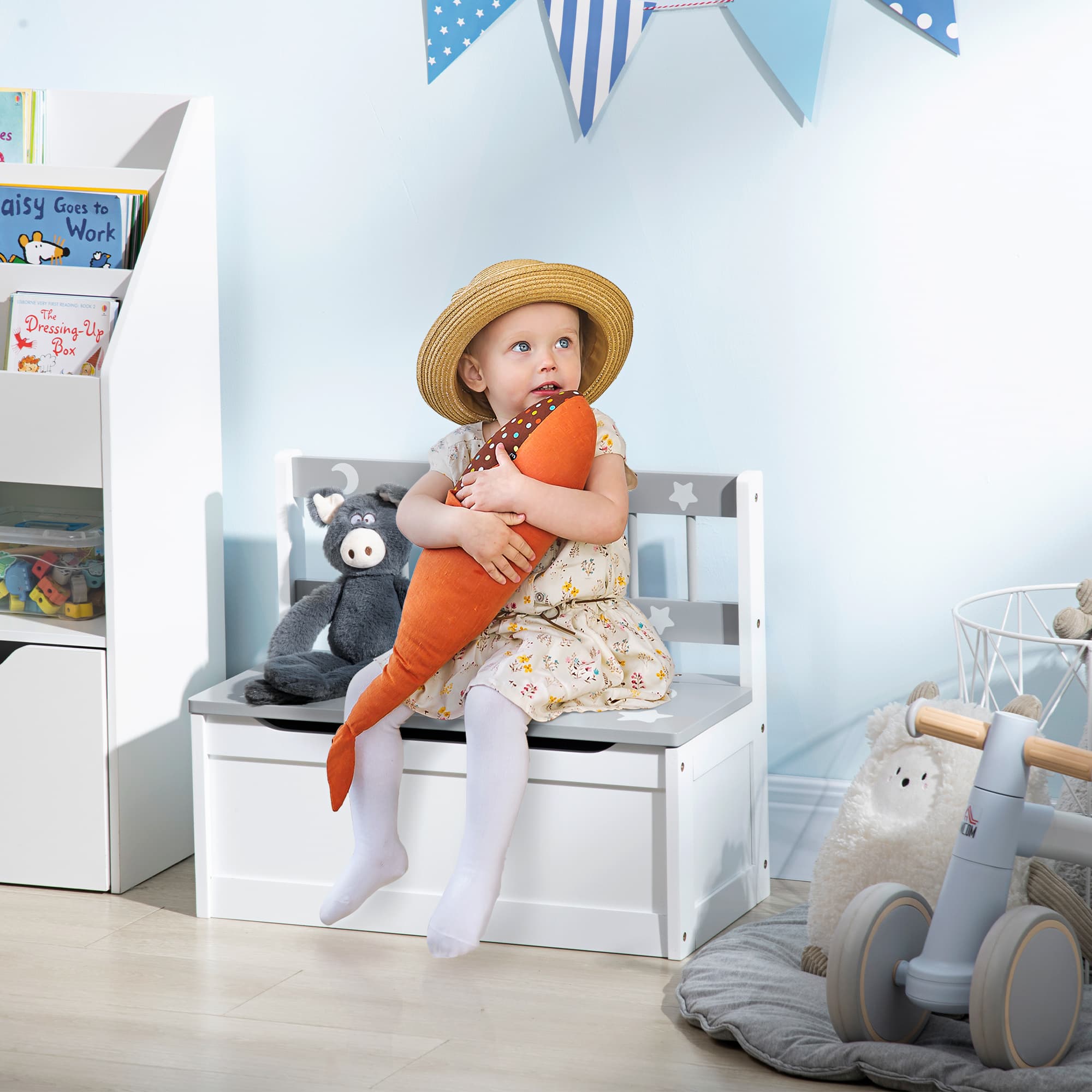 Kids storage bench with toy box and backrest - image 4