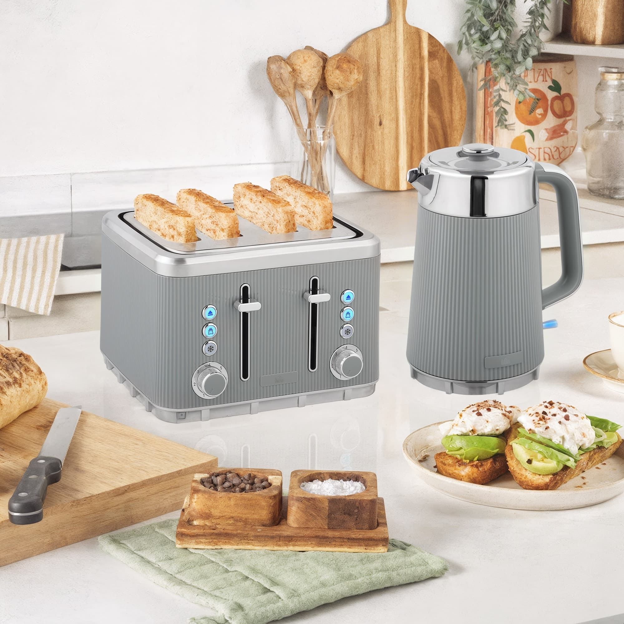 Transform Your Mornings with this Taupe Kettle and Toaster Set - image 3