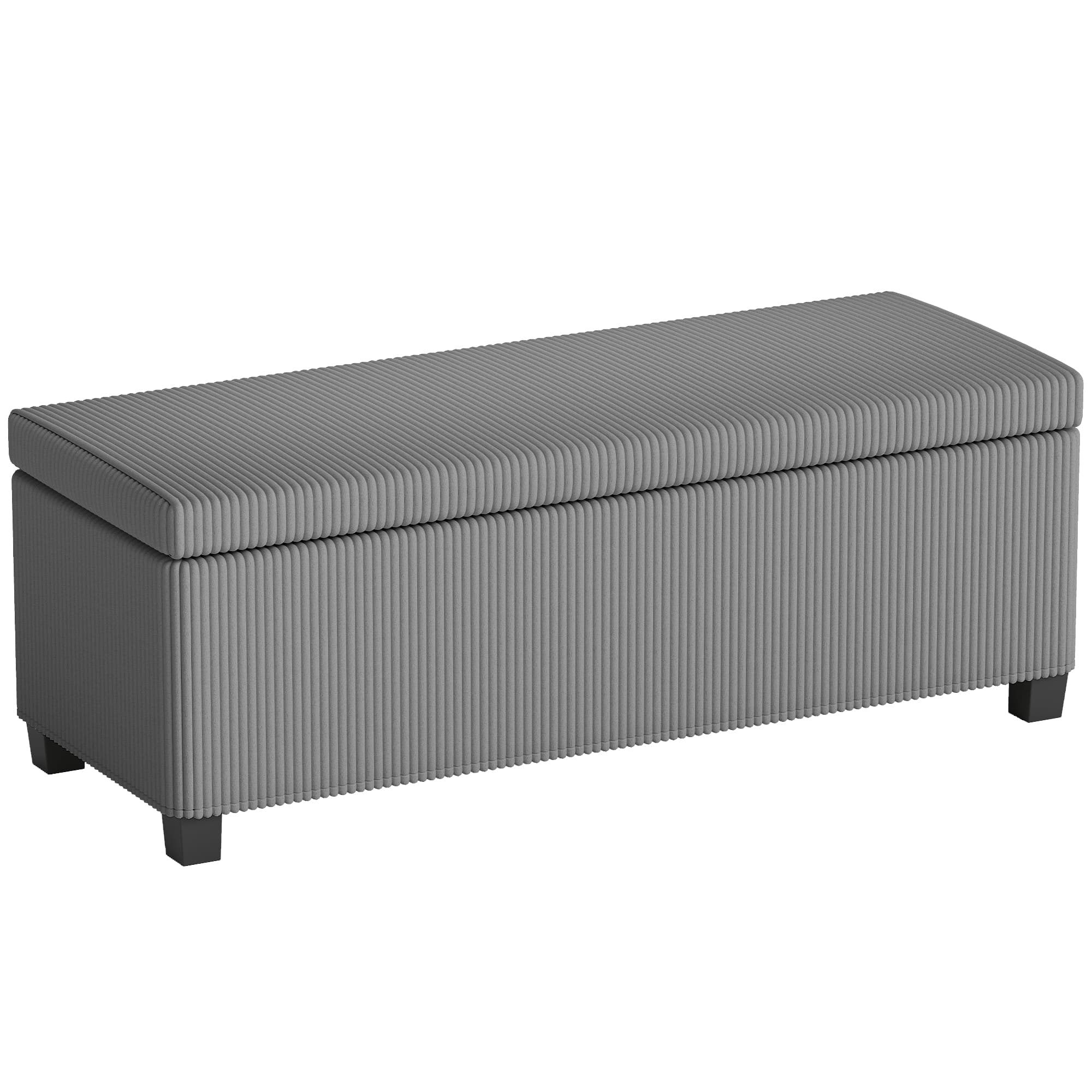 Transform Your Space with this Grey Corduroy Storage Ottoman - Grey