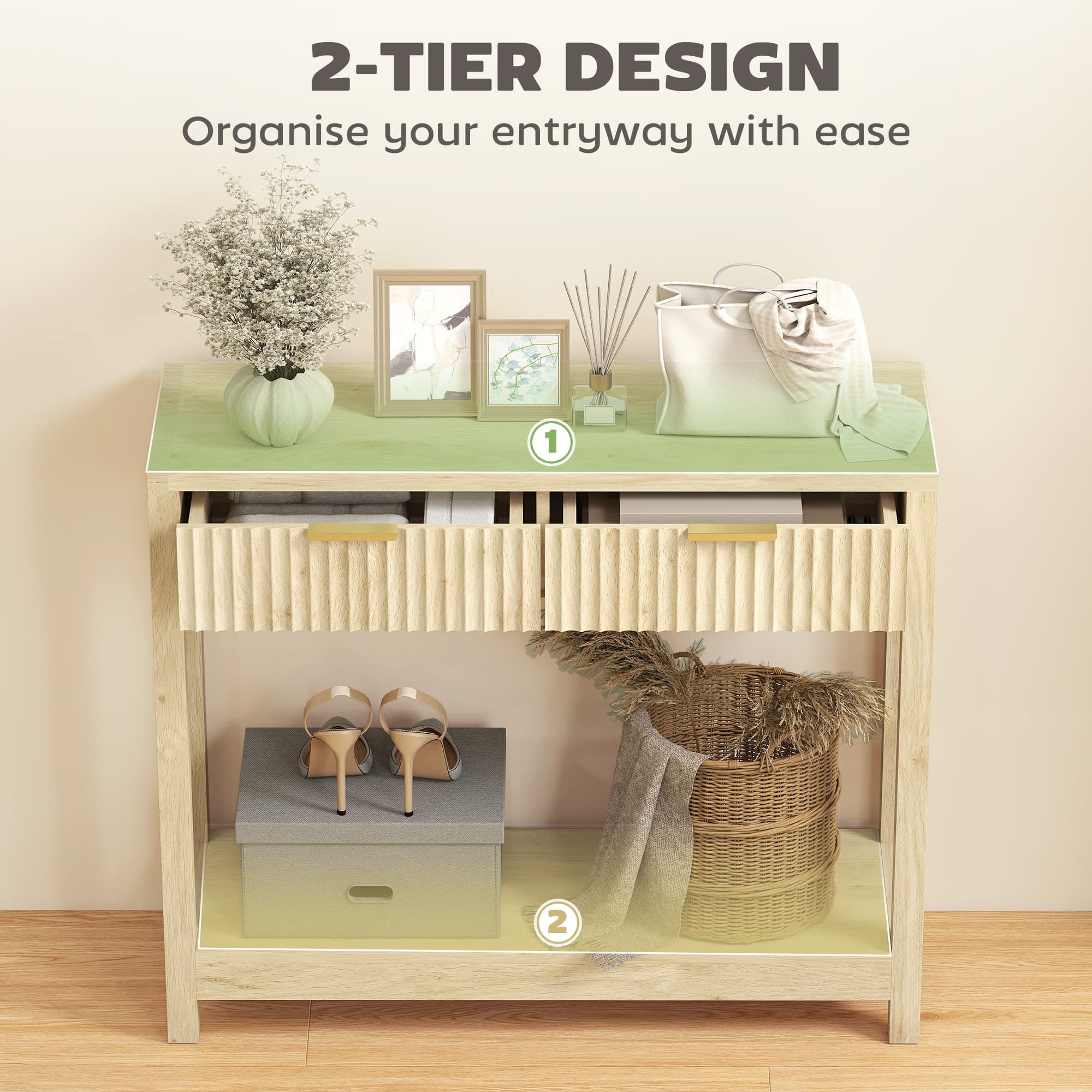 Natural Wood Fluted Console Table for Narrow Hallways - image 4