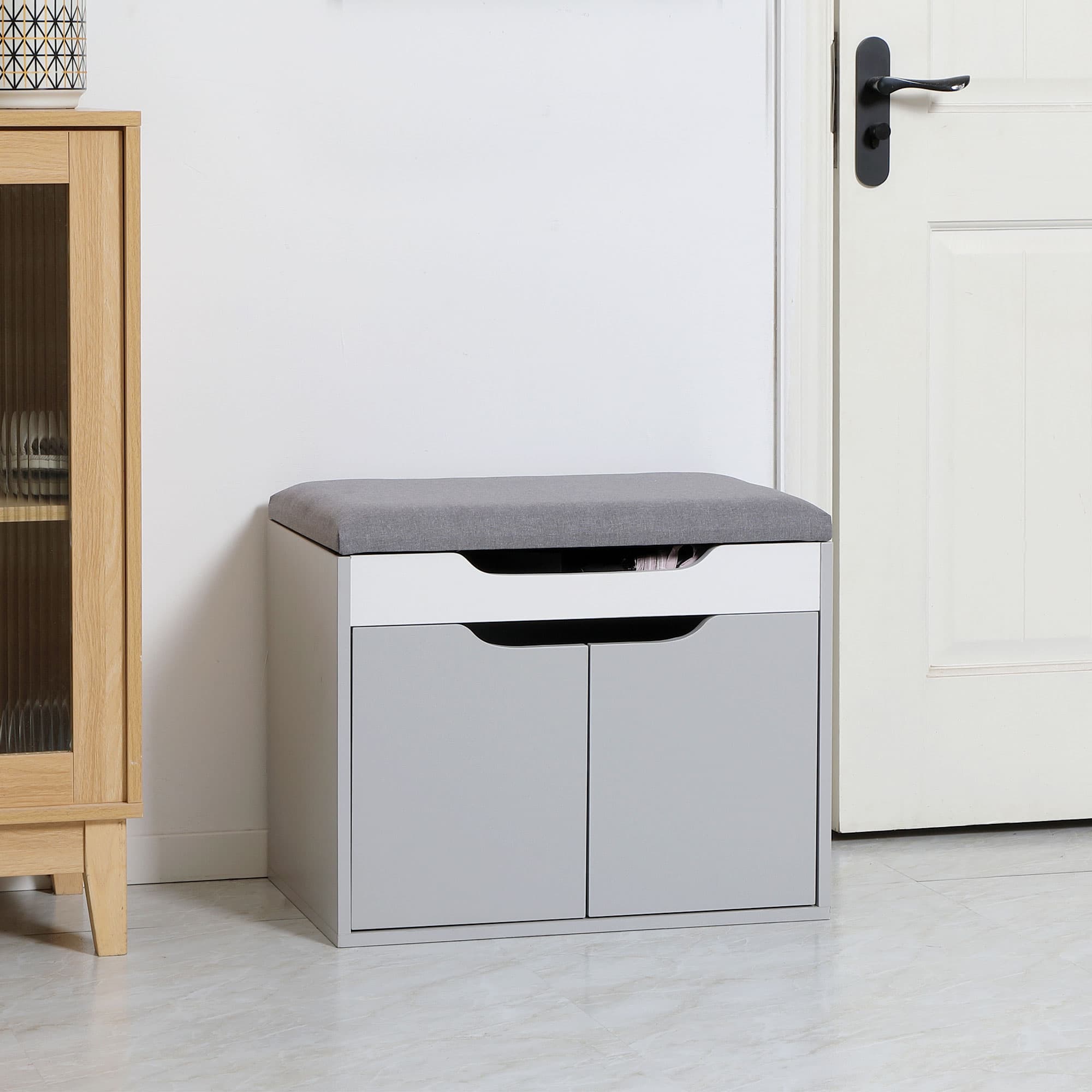 Transform Your Hallway With This Light Grey Shoe Bench - image 1