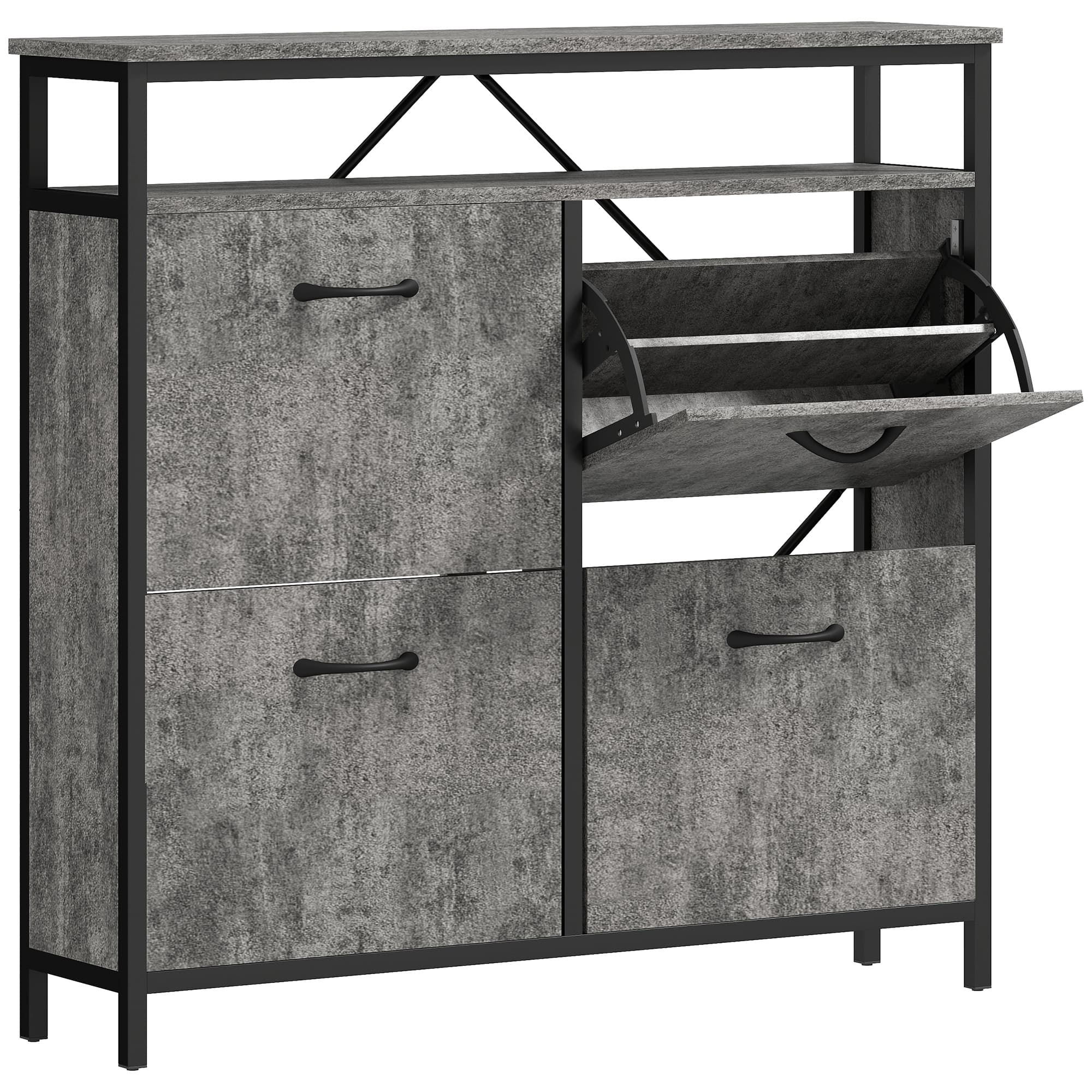 Transform Your Hallway with this Slim Industrial Shoe Cabinet - Cement Grey