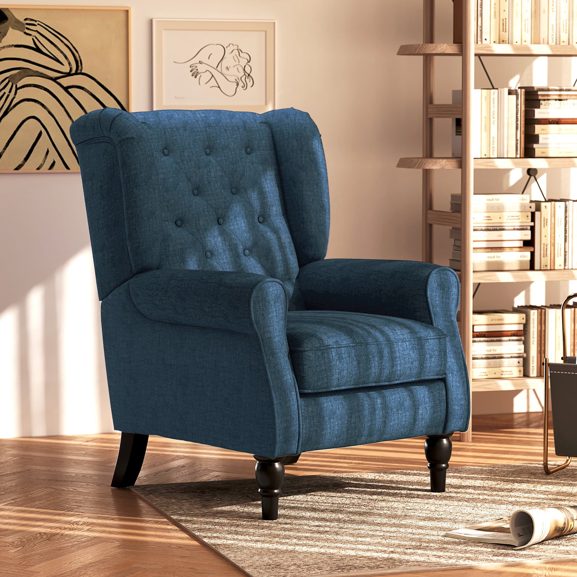 Transform Your Living Space with this Retro Blue Wingback Chair - image 4