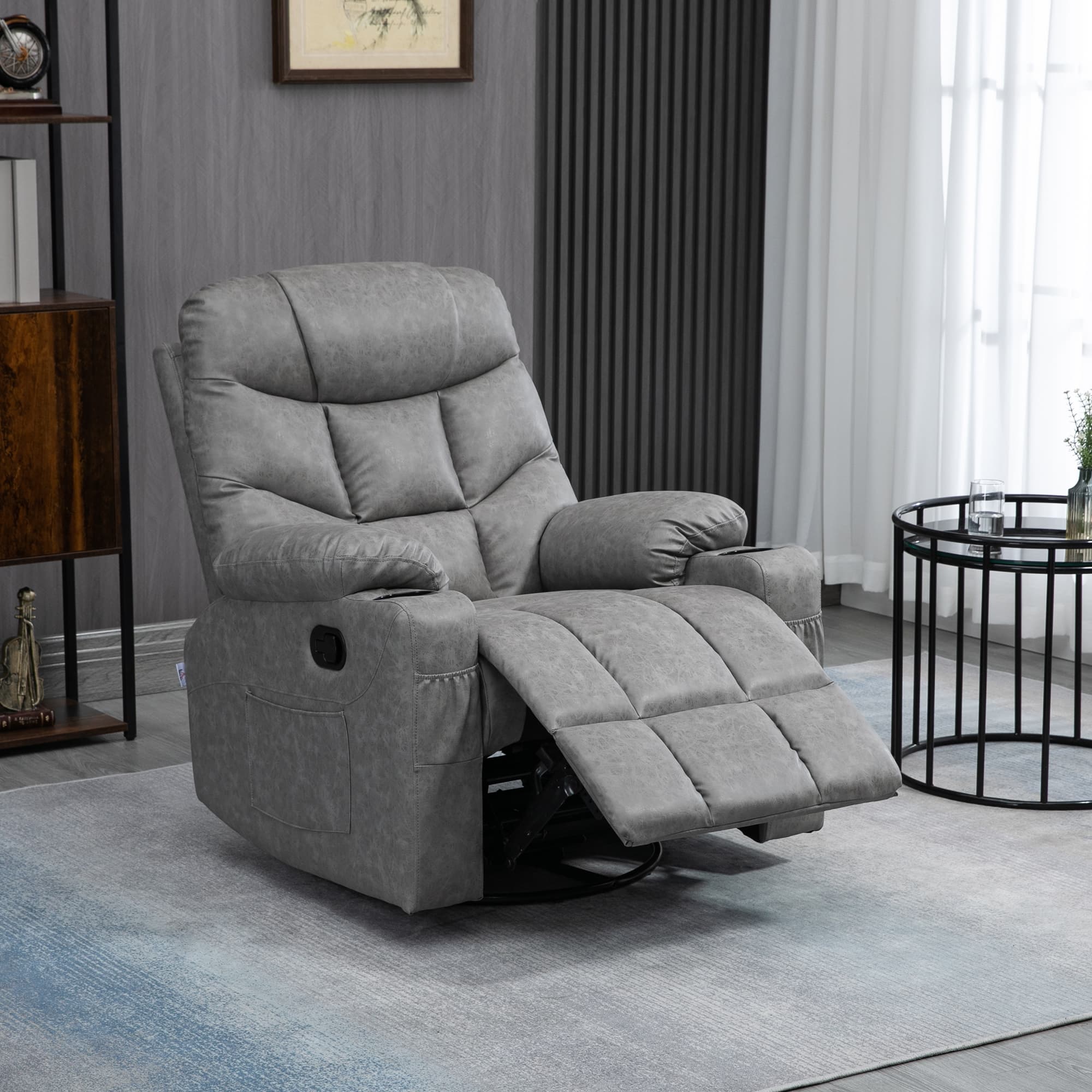 Effortless Comfort: Light Grey Faux Leather Recliner Chair - image 3
