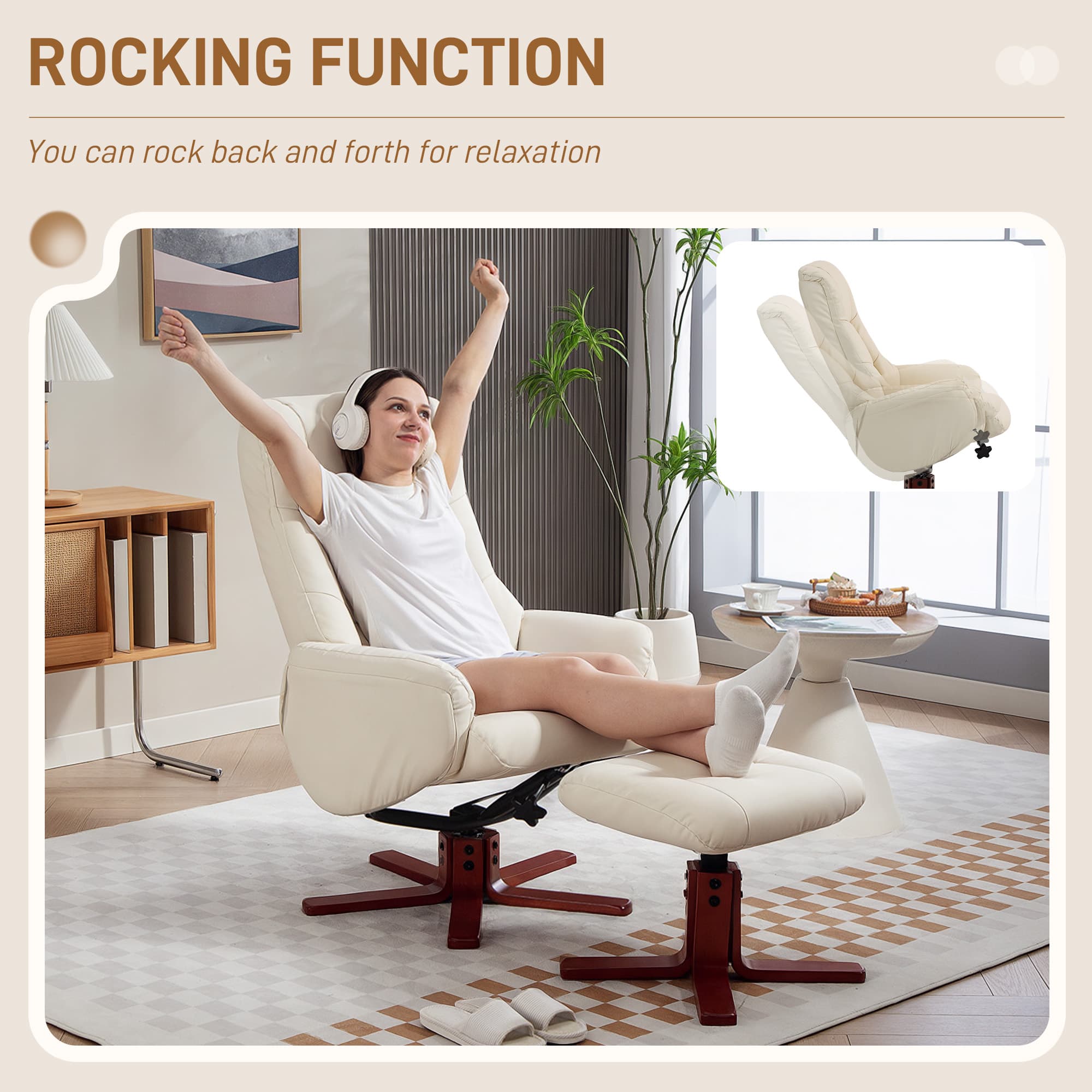 Discover Ultimate Comfort with this Cream Rocking Recliner - image 2