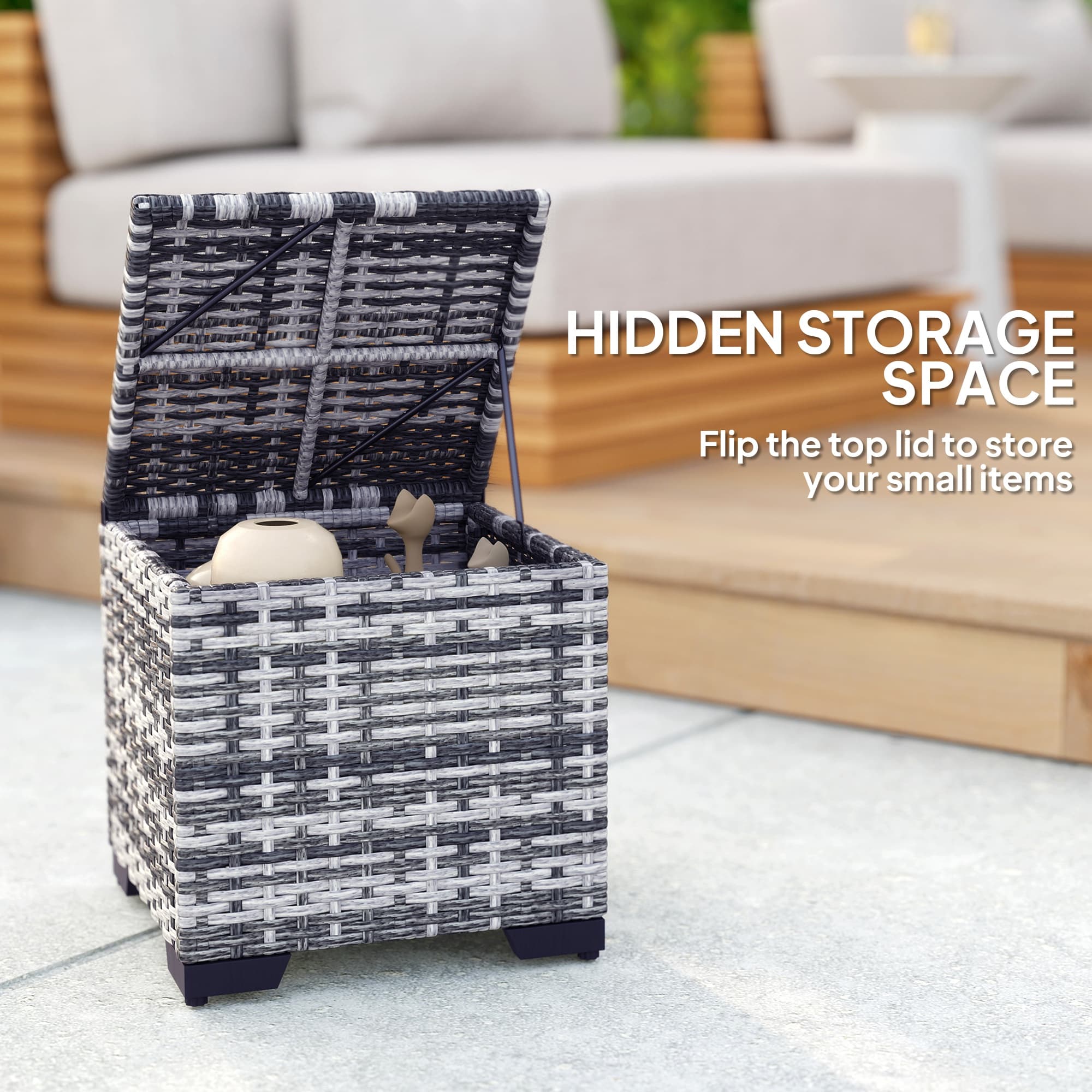Transform Your Space with Dark Grey Rattan Storage Ottomans - image 5