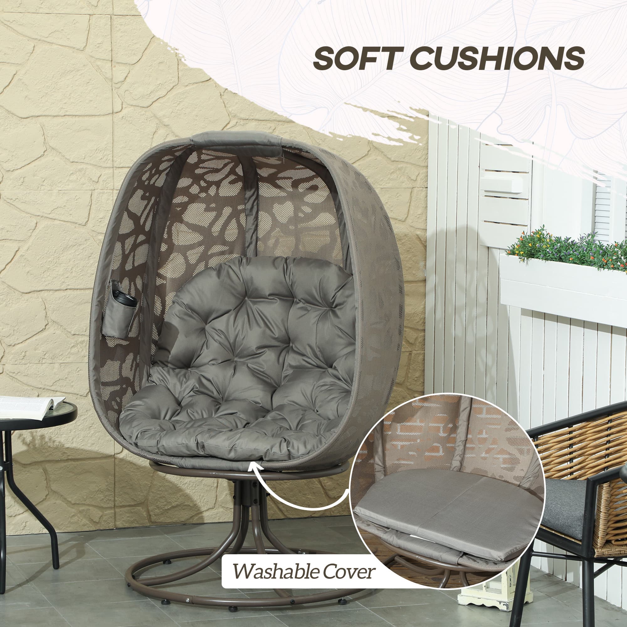 Transform Your Space with the Sand Brown Swivel Egg Chair - image 4