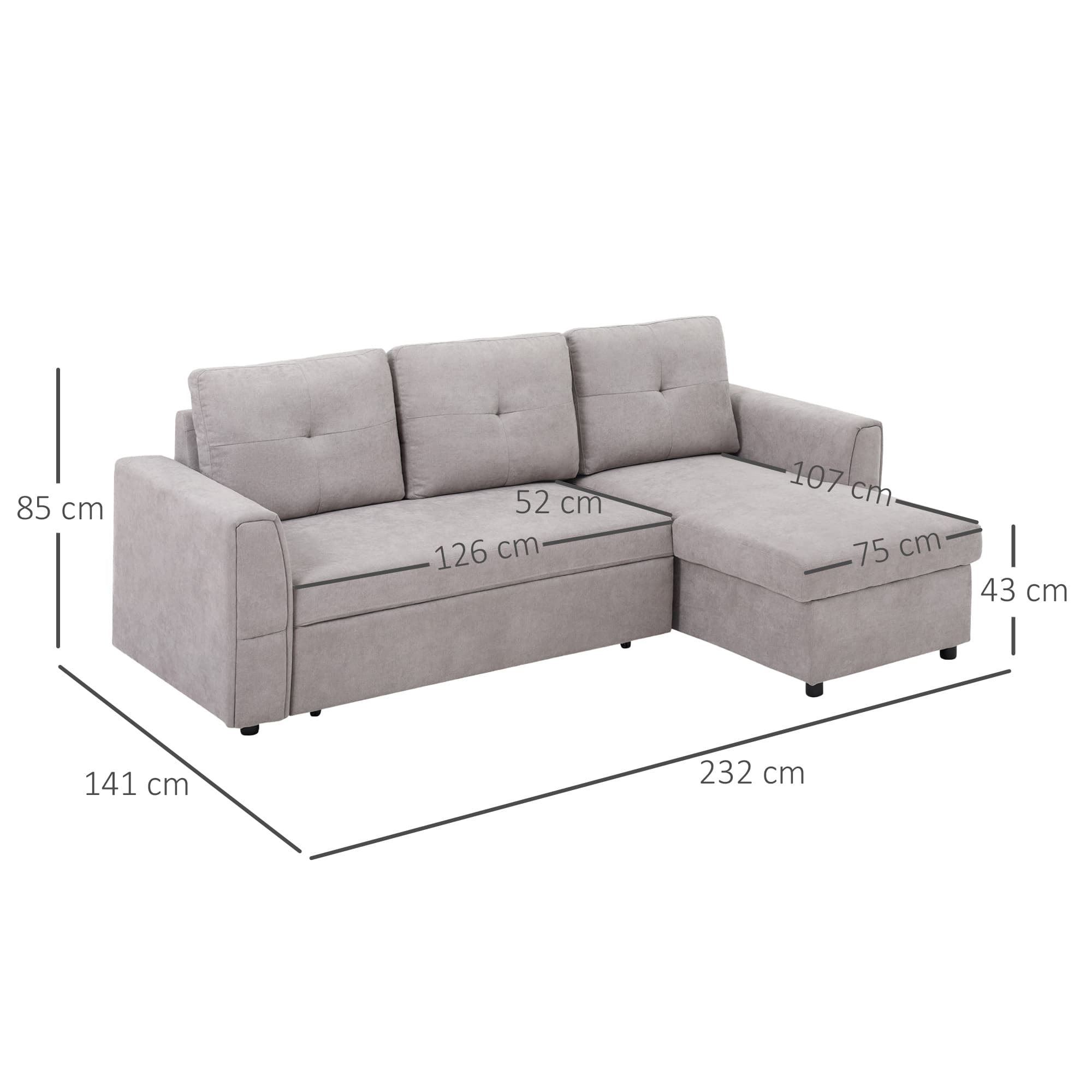 Transform Your Space With This Light Grey Corner Sofa Bed - image 3