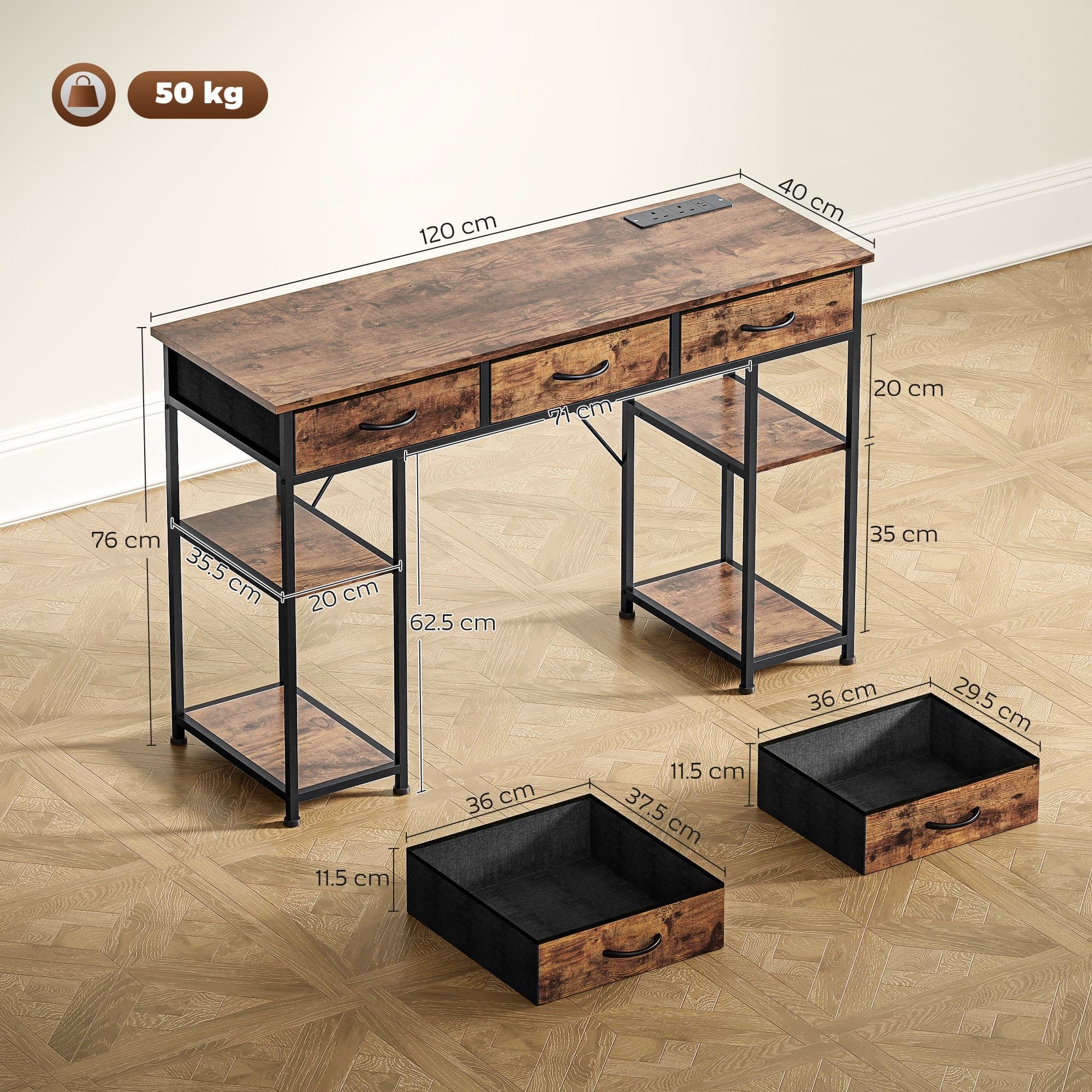 Effortless Organisation: 120cm Desk with Power Outlets - image 5