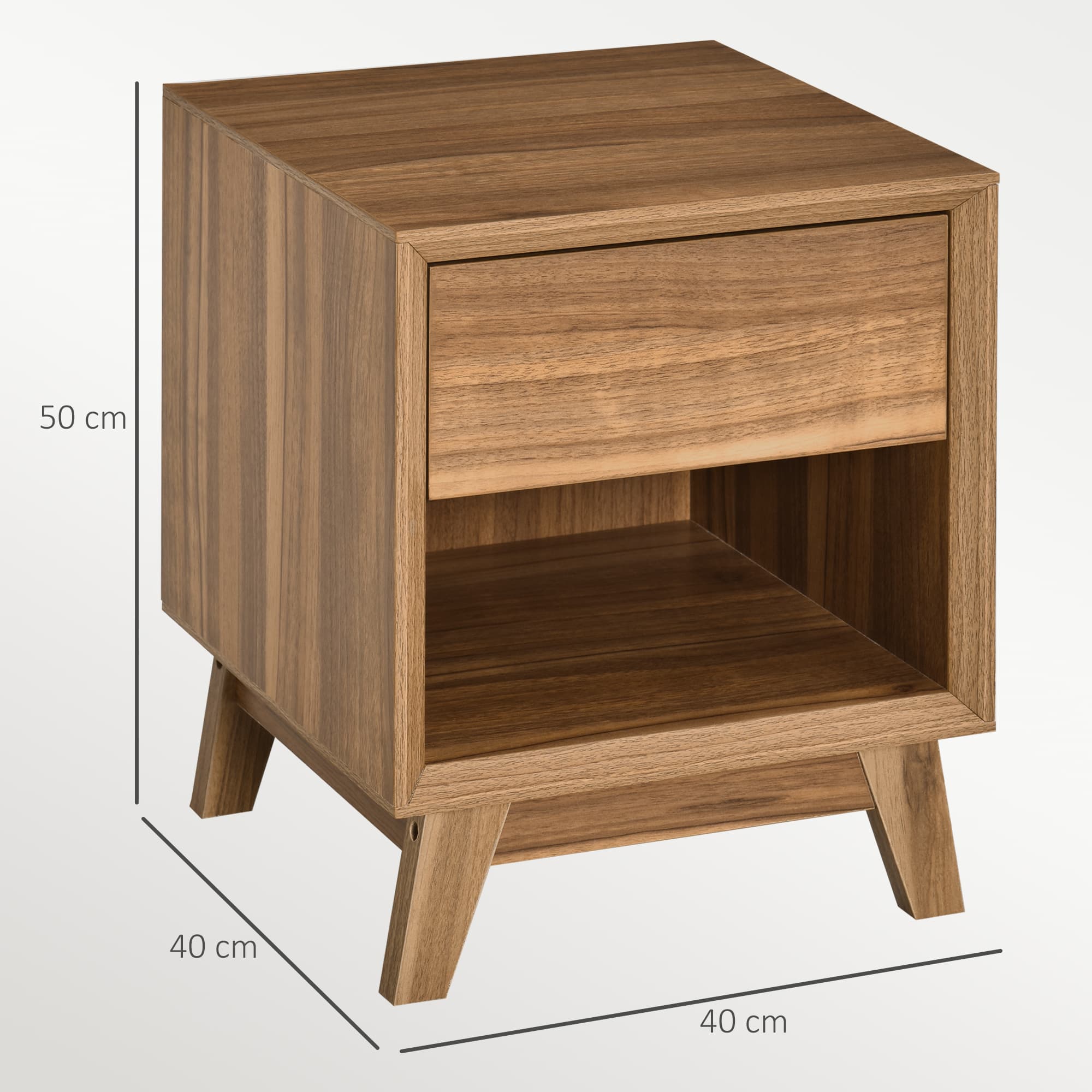 Walnut Bedside Table with Drawer and Lower Shelf - image 3