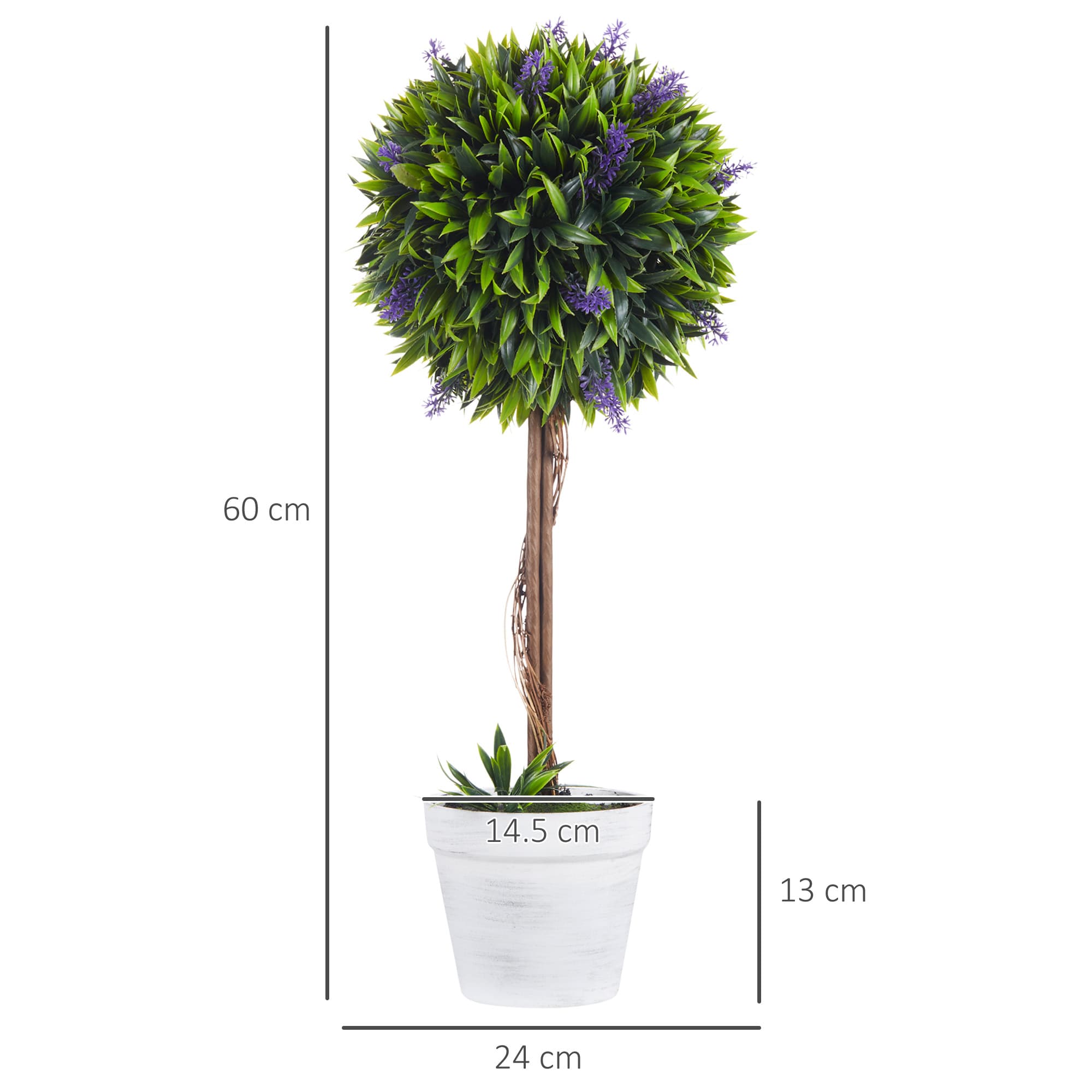 Set of 2 Artificial Lavender Topiary Trees, 60cm - image 6