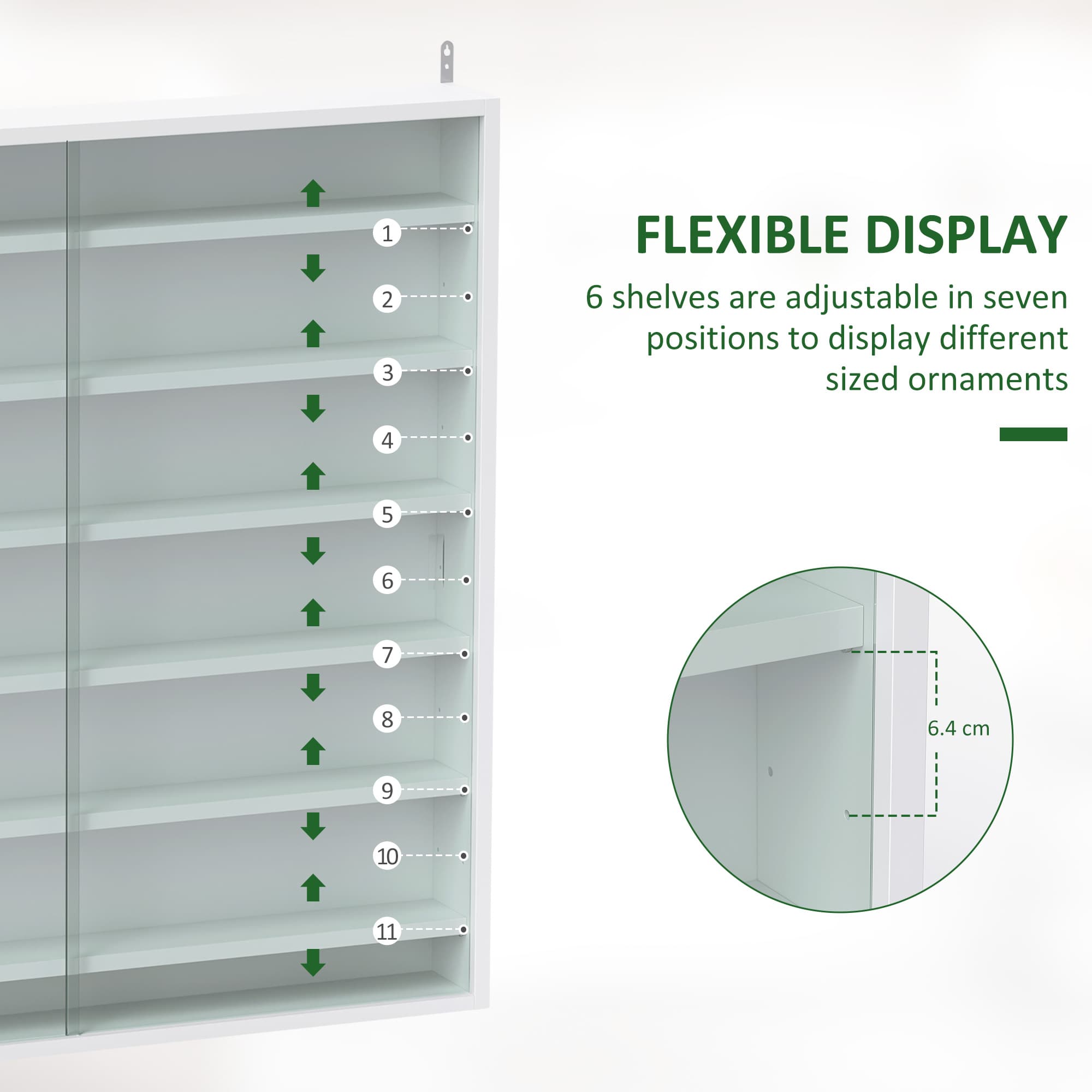 White Wall Mounted Display Cabinet with Sliding Glass Doors - image 2