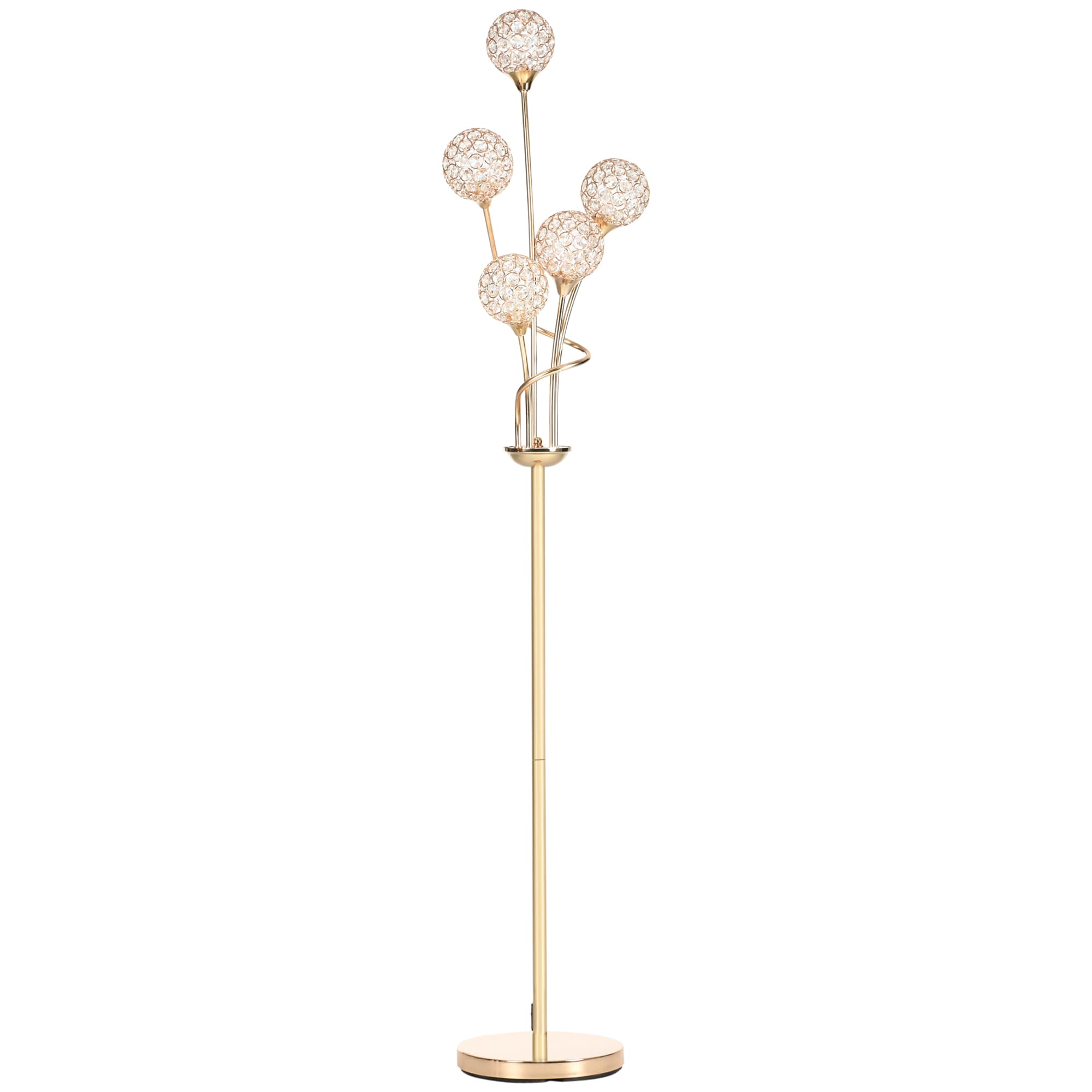 Transform Your Space with this 5-Light Crystal Floor Lamp - Gold Tone