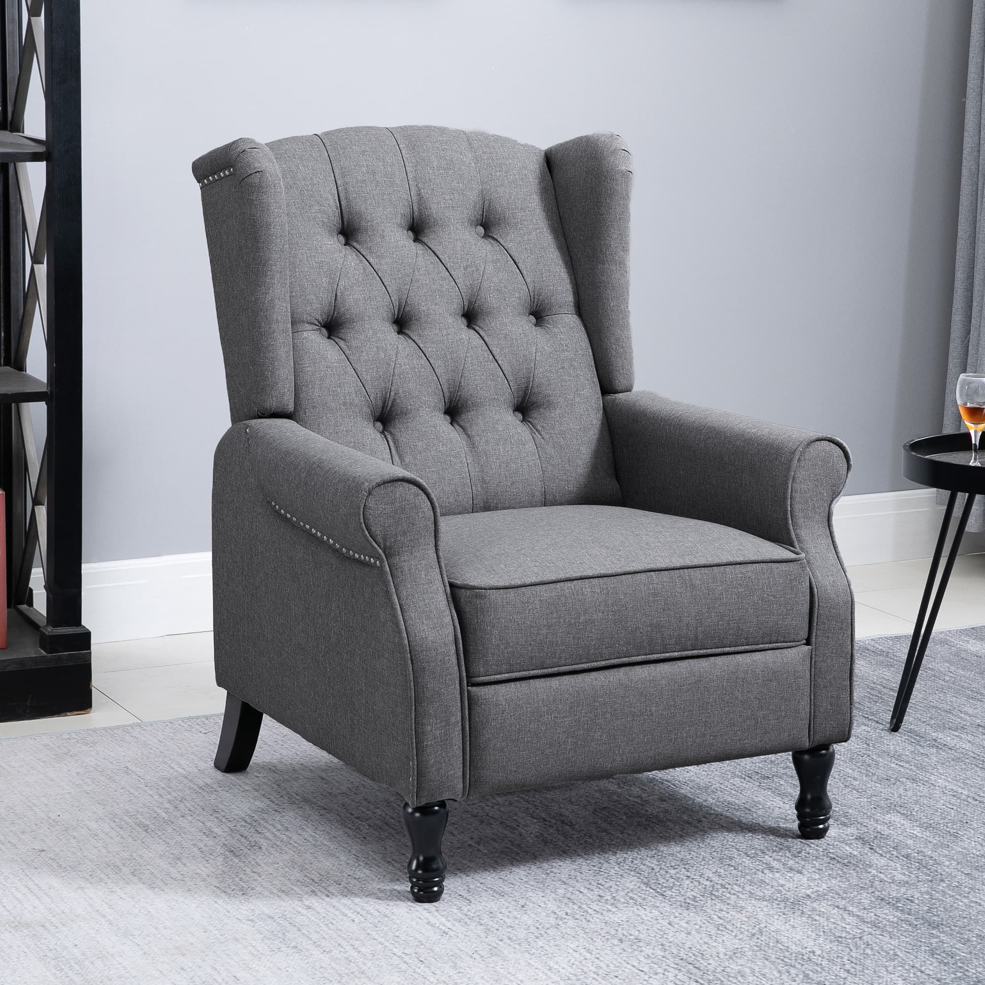 Relax in Style: Vintage Grey Tufted Recliner Armchair - image 2