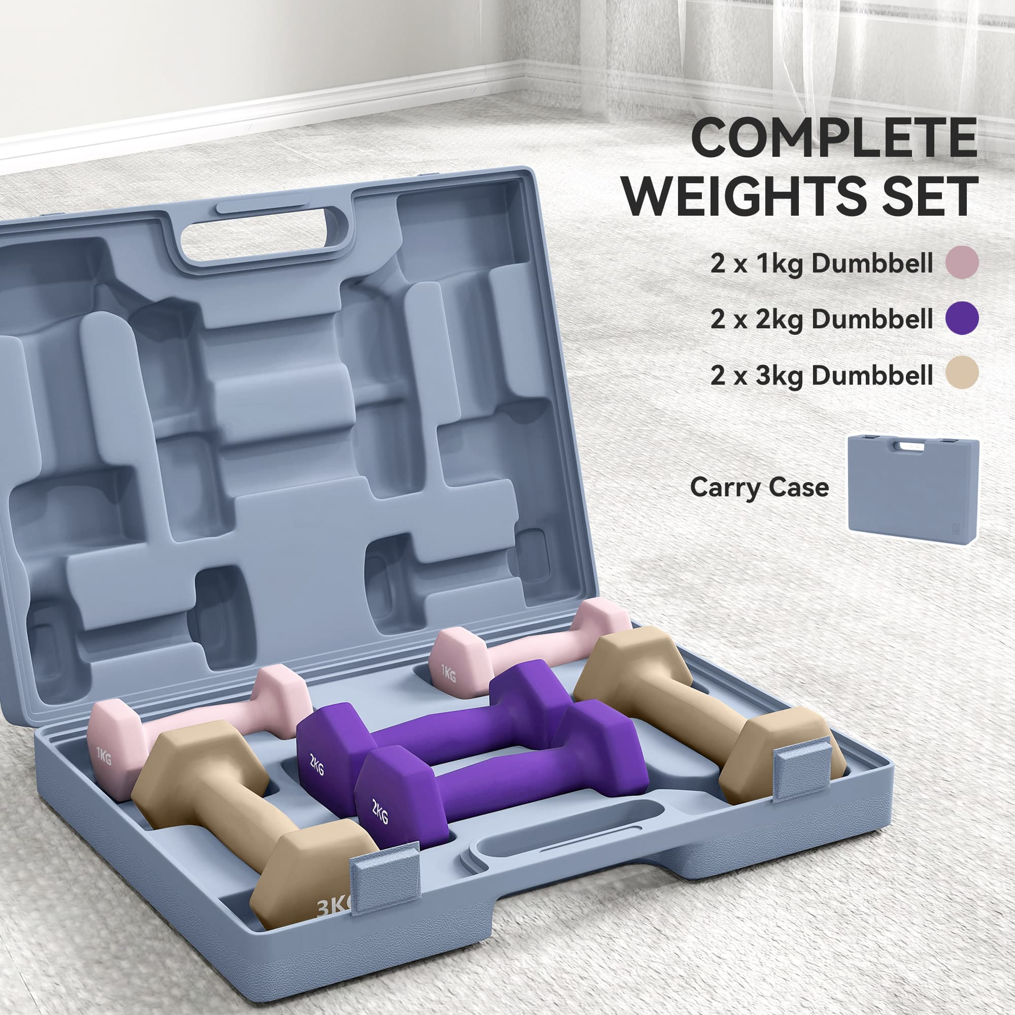 Six Colour-Coded Hex Dumbbells with a Hard Carry Case - image 9