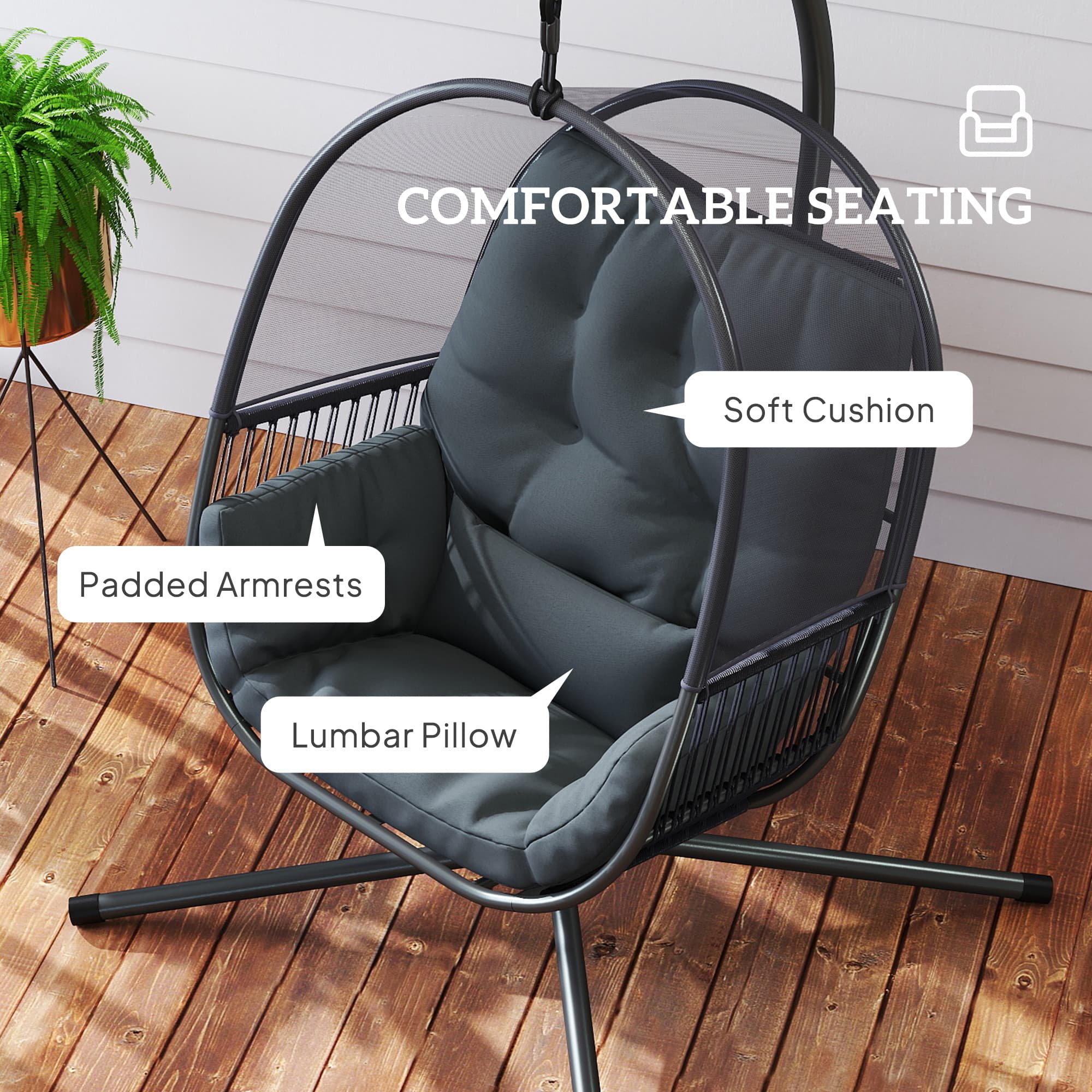 Transform Your Space with this Dark Grey Hanging Egg Chair - image 2