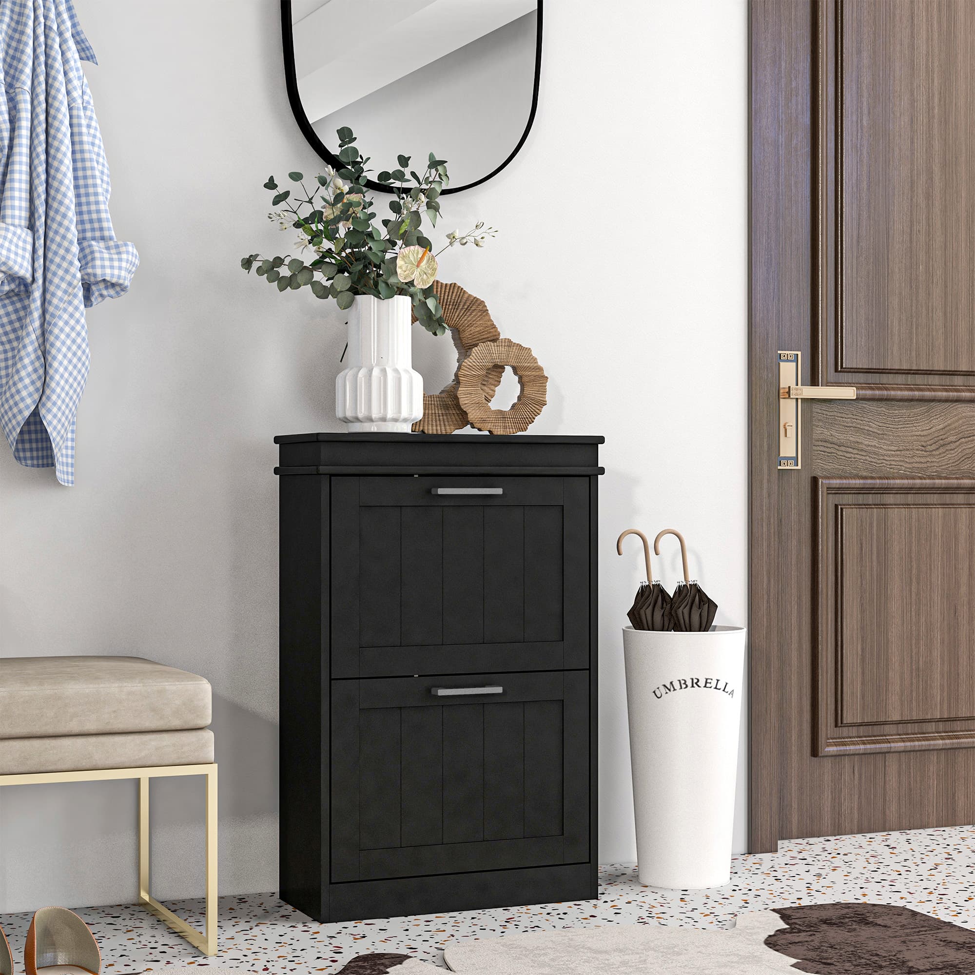 Transform Your Hallway with this Narrow Black Shoe Cabinet - image 5