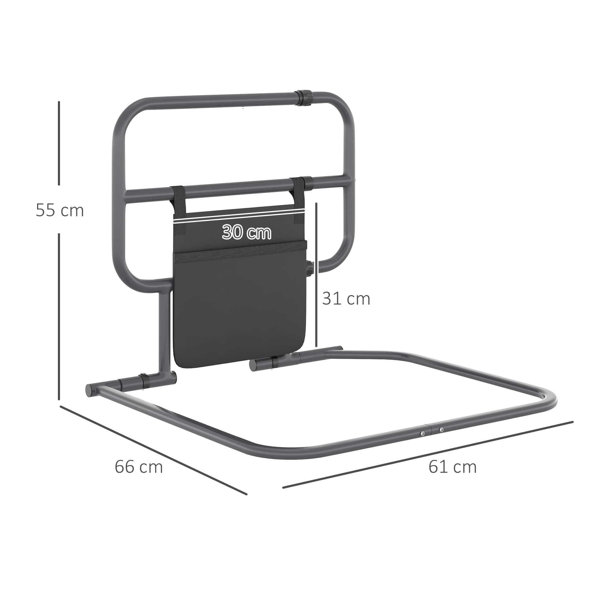 Folding Bed Safety Rail with Fabric Pocket for Easy Bedside Access - image 10