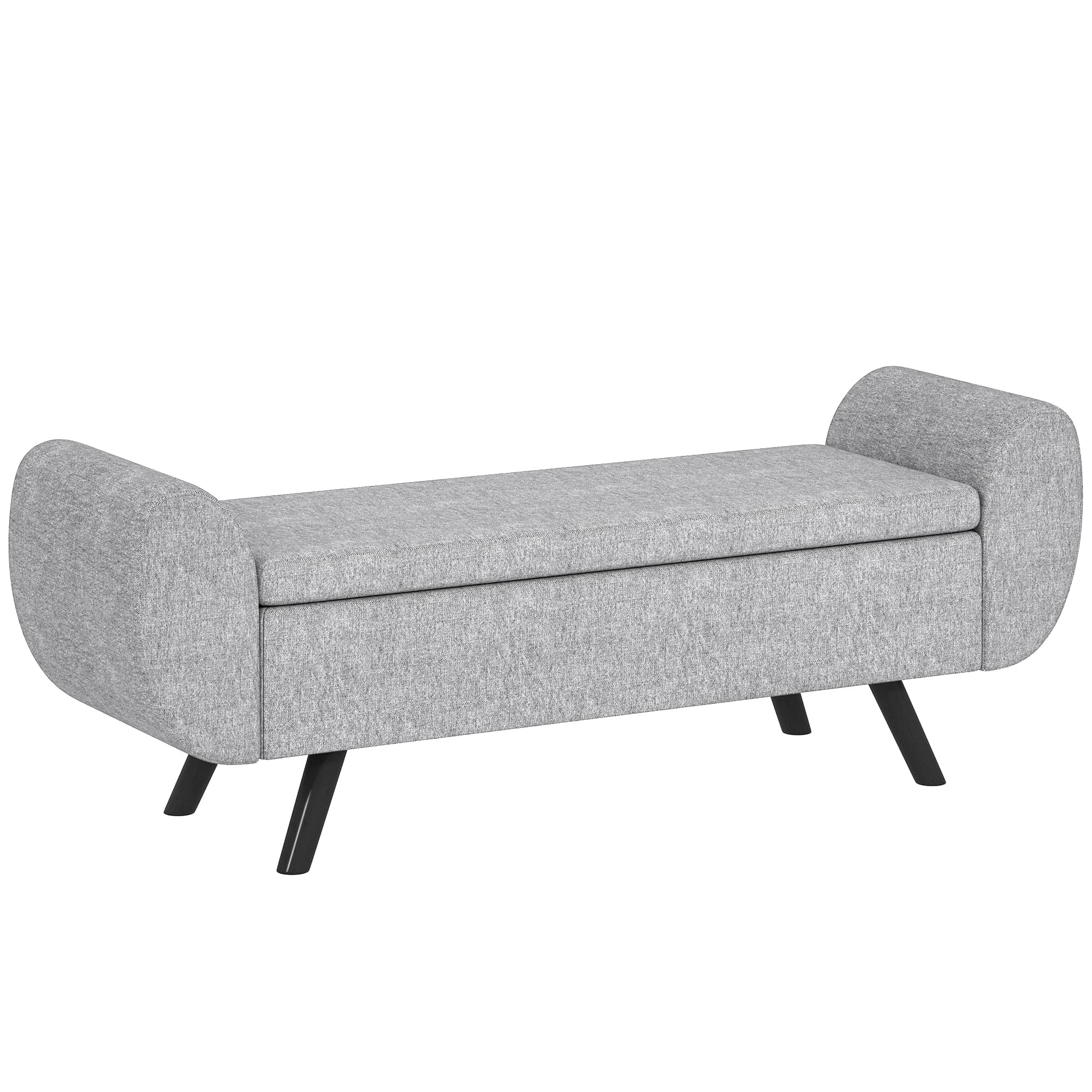 Effortless Elegance: Dark Grey Linen Storage Ottoman Bench - Dark Grey