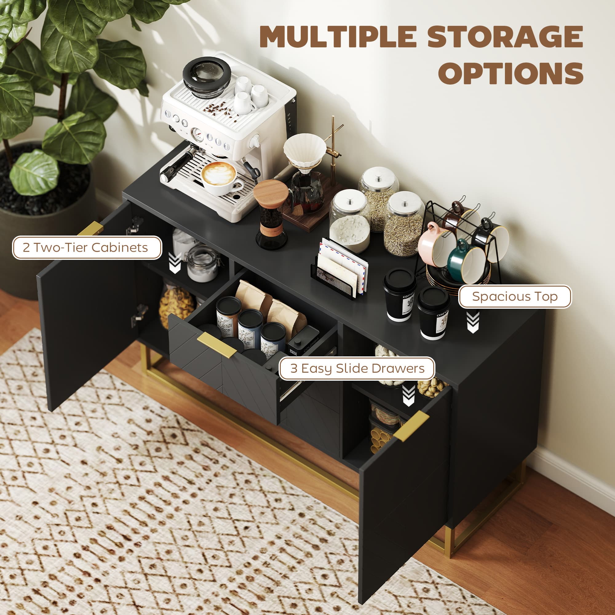 Effortlessly Organise with this Premium Black Sideboard - image 3