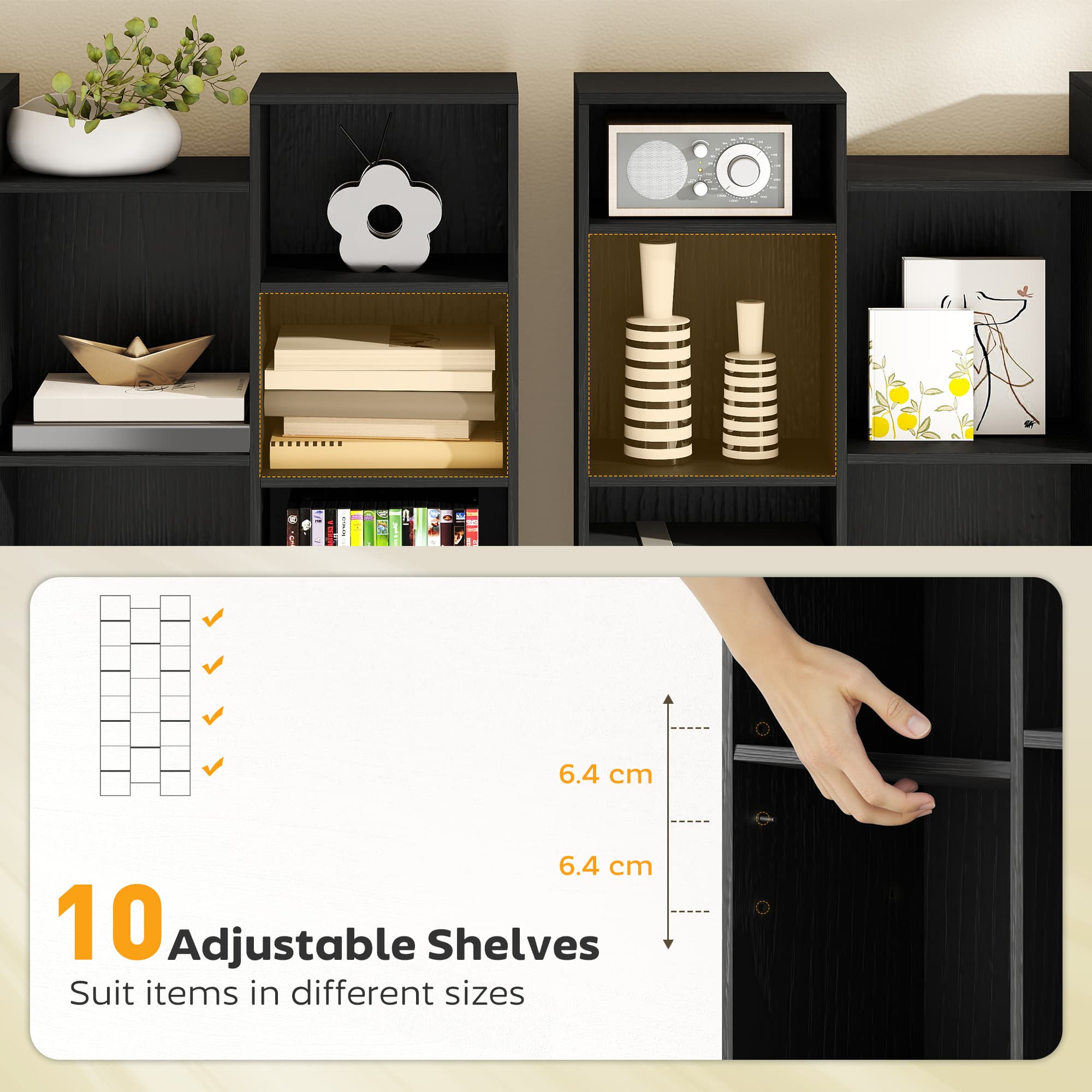 Transform Your Space with this 21-Compartment Black Bookshelf - image 3