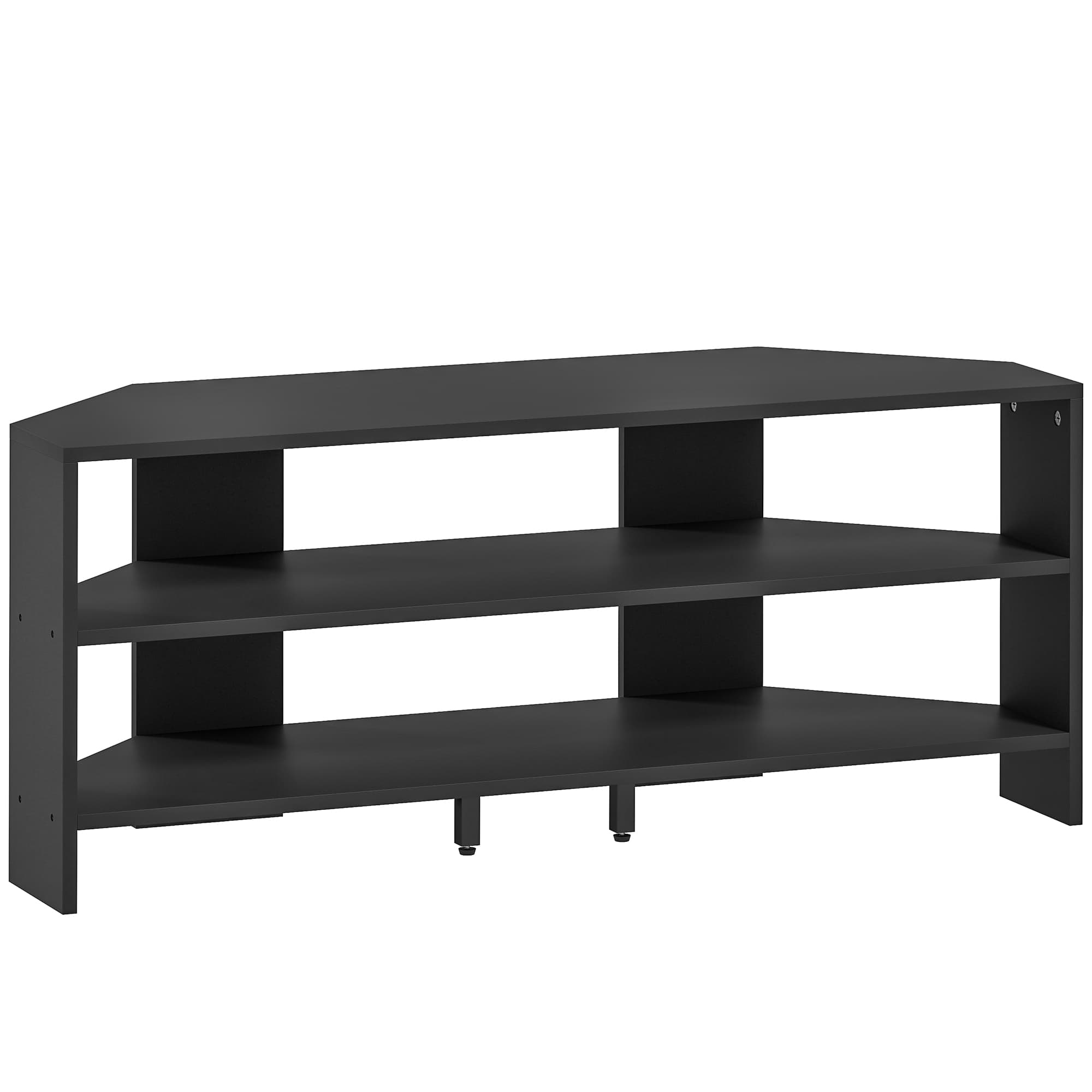 Space-Saving Black Corner TV Unit for 47-Inch Screens - Black