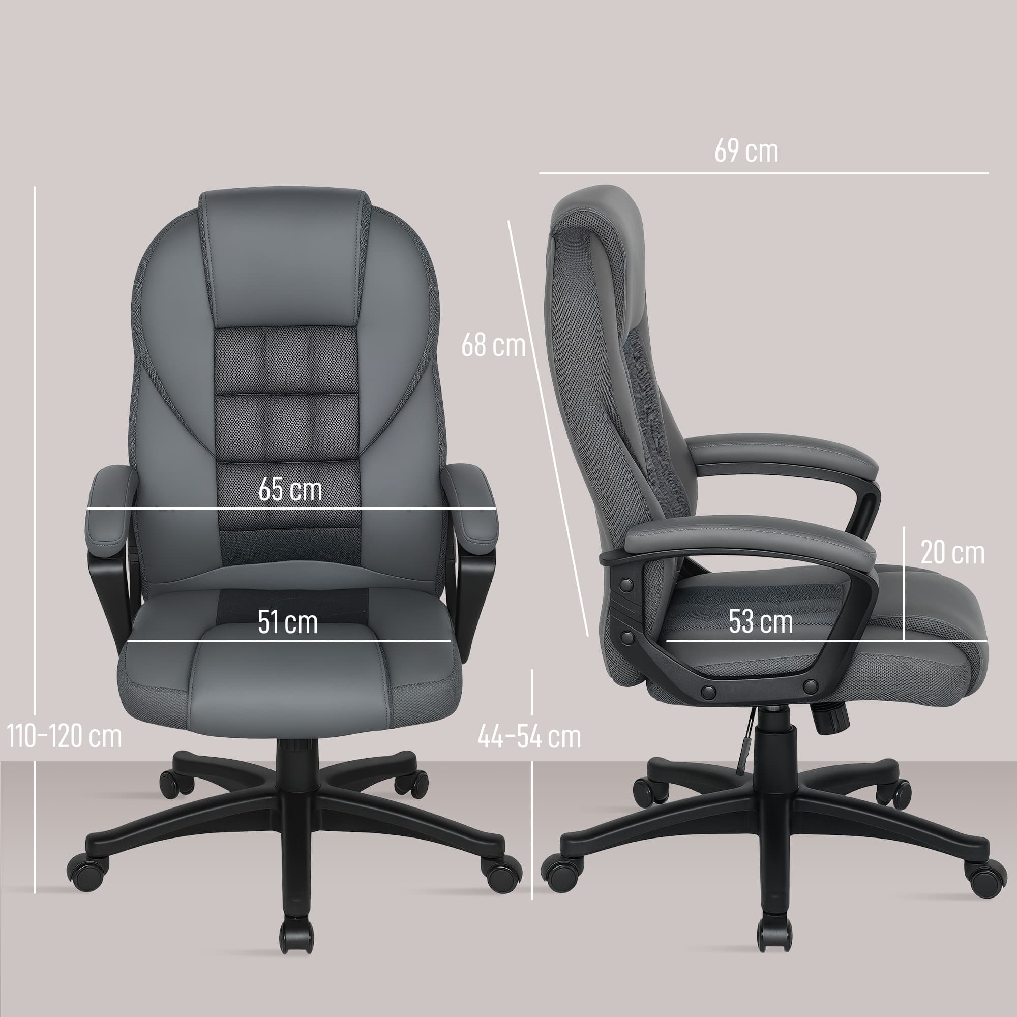Grey High-Back Office Chair with Breathable Mesh Inserts - image 10