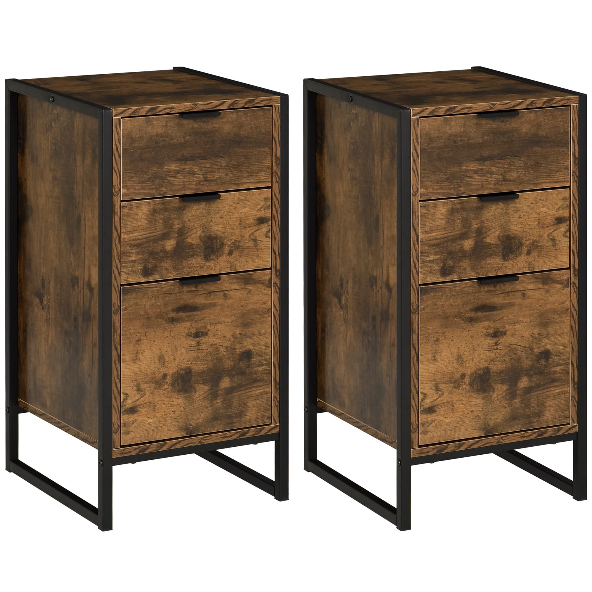 Transform Your Bedroom with this Industrial 3-Drawer Chest - Rustic Brown