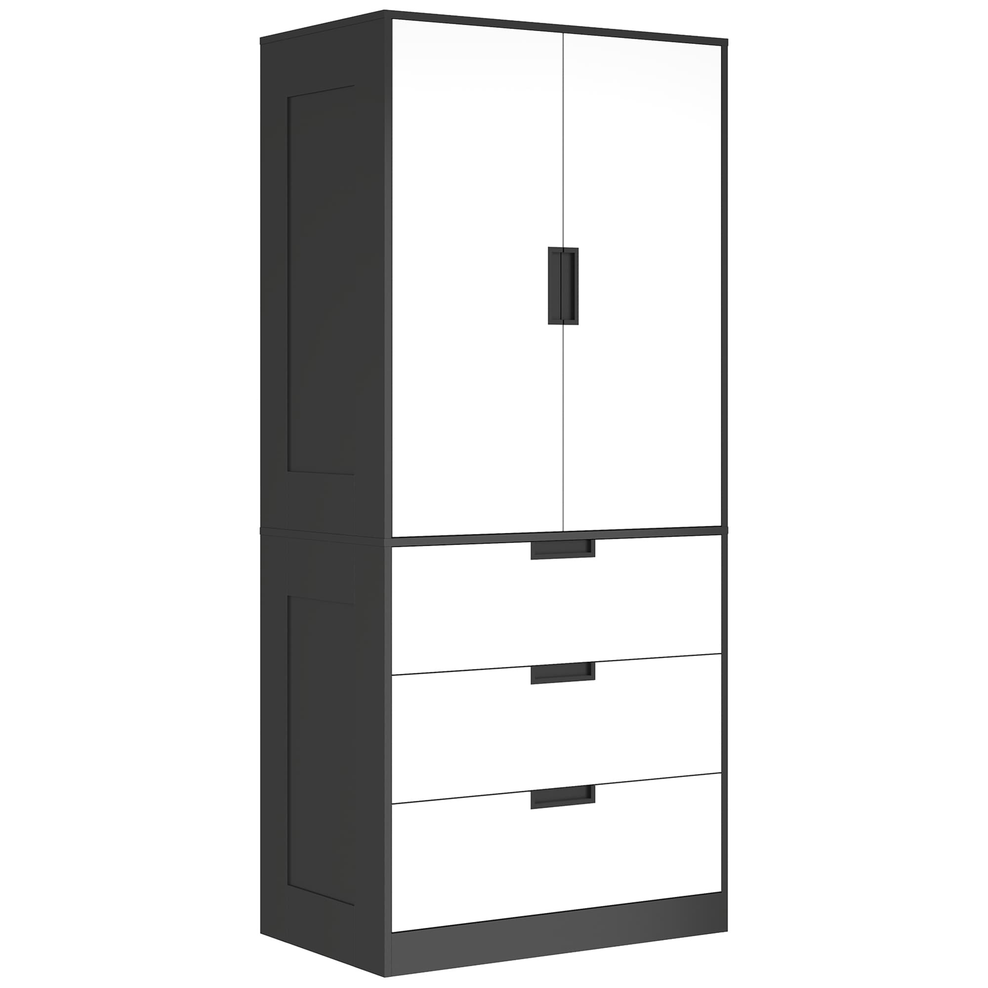 Transform Your Bedroom with this Modern Black 2-Door Wardrobe - Black