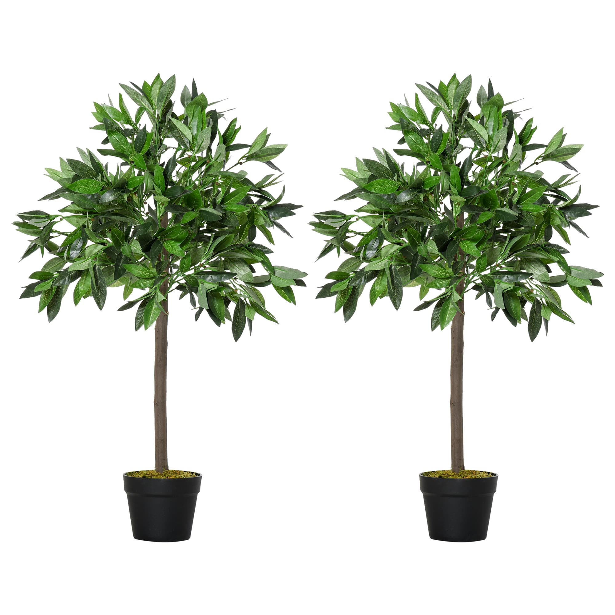 Premium 90cm Artificial Bay Laurel Topiary Trees Set of 2