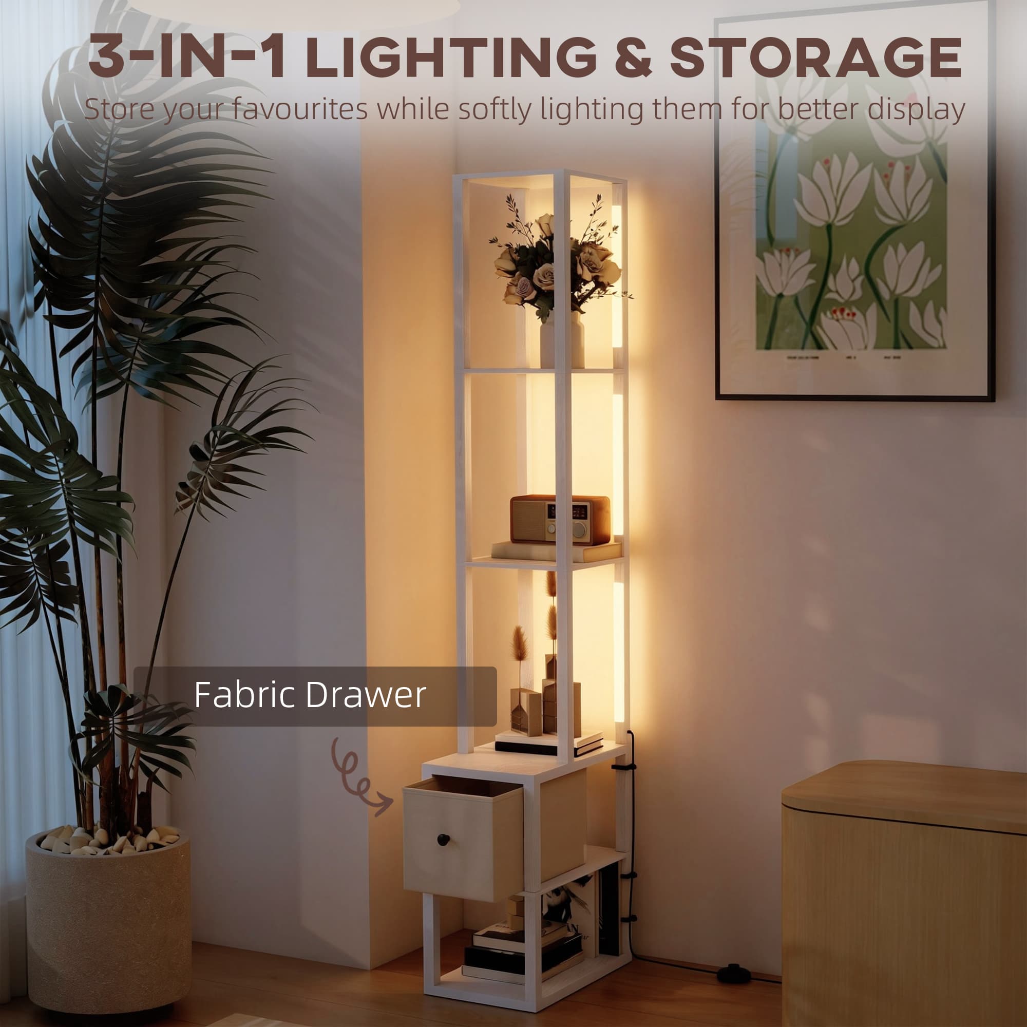 Transform Your Space with this 3-in-1 LED Shelf Floor Lamp - image 5