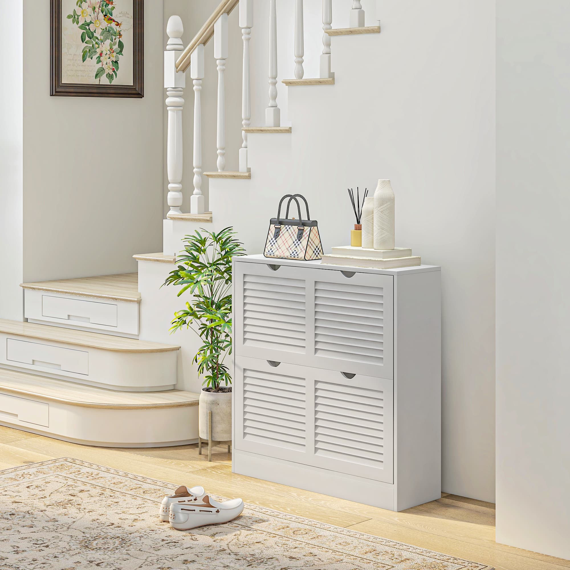 Transform Your Entryway with this Narrow White Shoe Cabinet - image 2