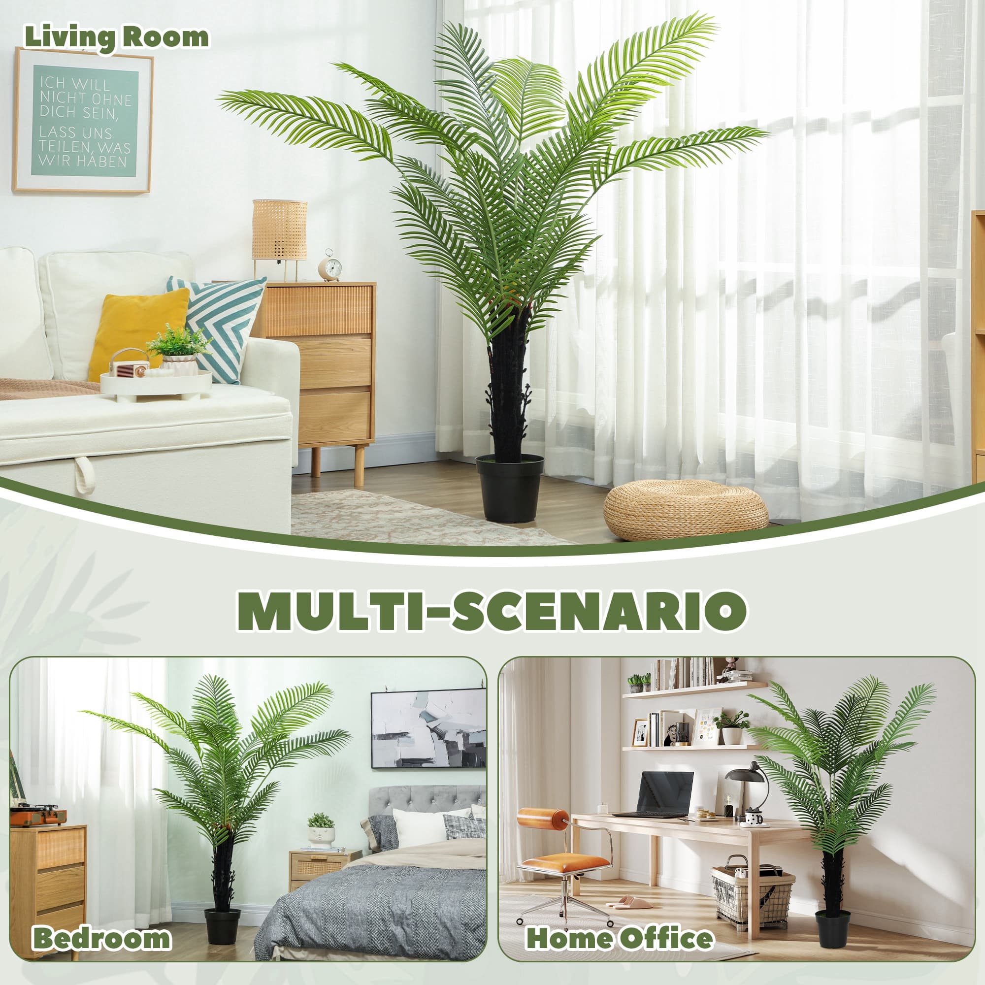 175 cm Artificial Areca Palm with PE Fronds in Pot - image 9