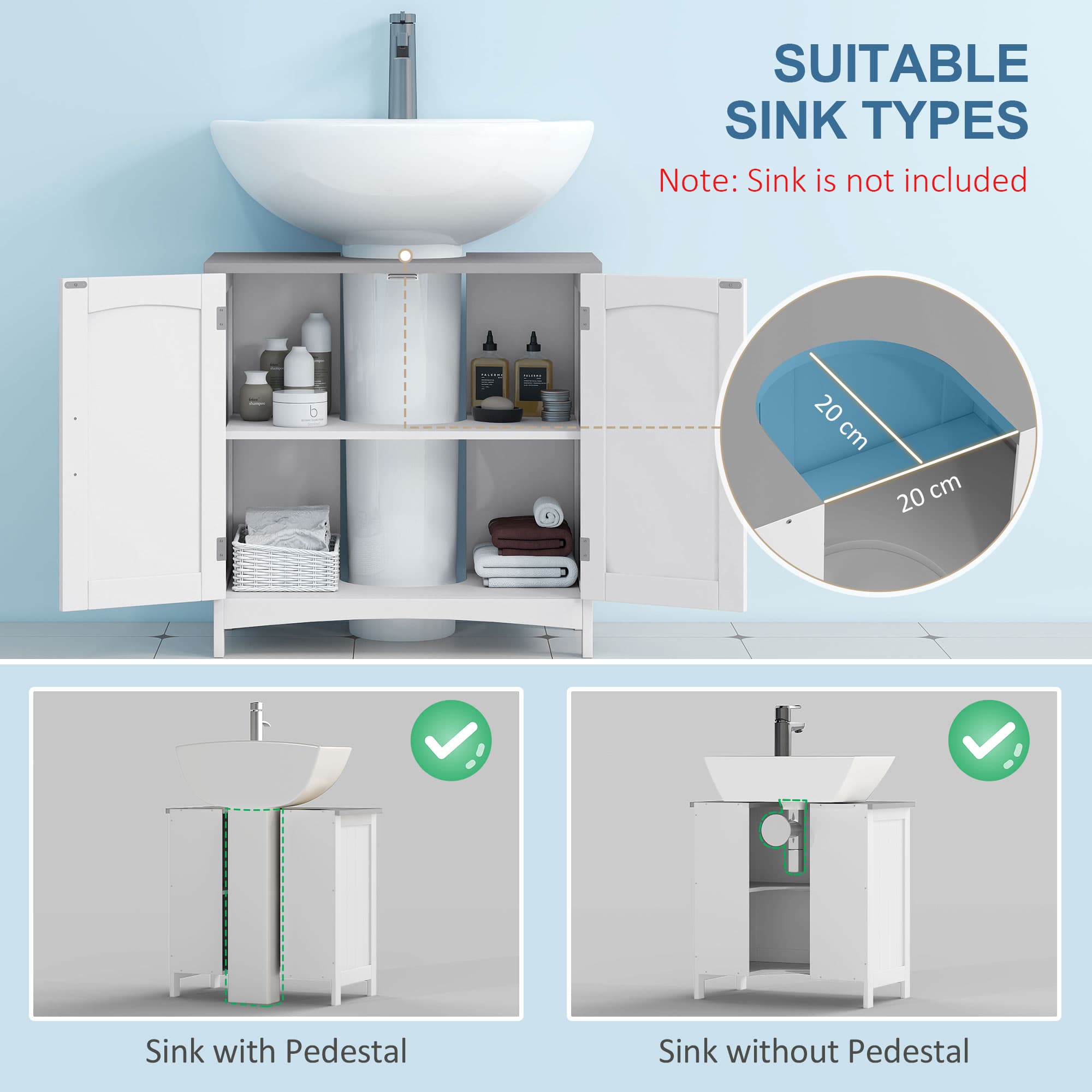 White Under-Sink Cabinet with Adjustable Shelves - image 7