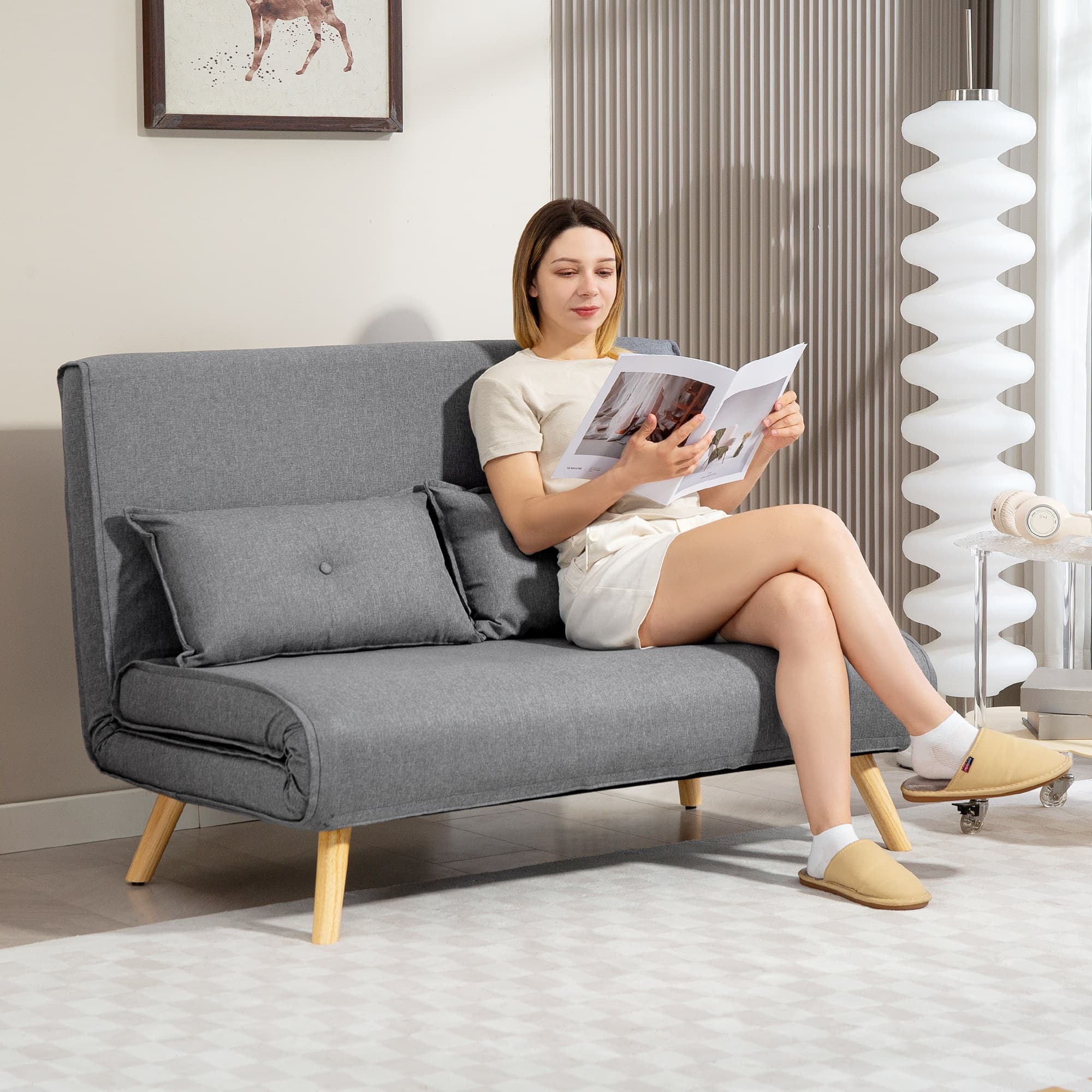 Transform Your Space with this Grey Linen-Look Sofa Bed - image 3