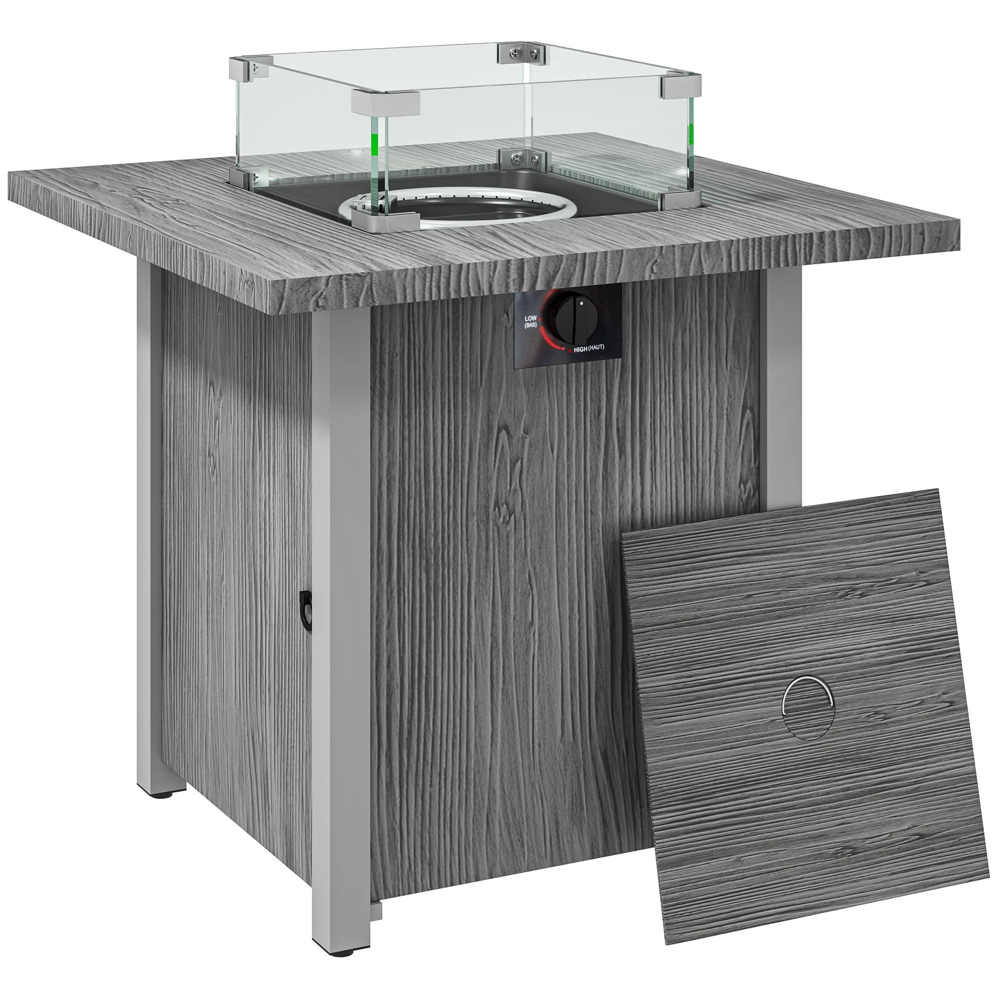Transform Your Garden with this Dark Grey Gas Fire Pit Table - Dark Grey