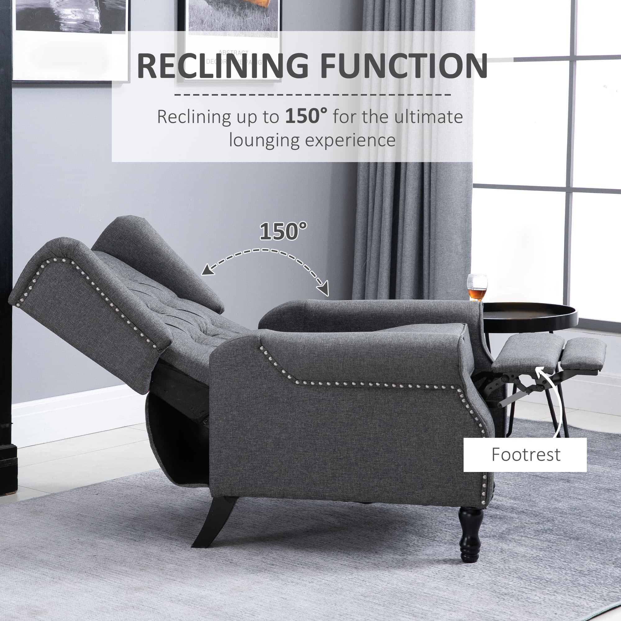 Relax in Style: Vintage Grey Tufted Recliner Armchair - image 5