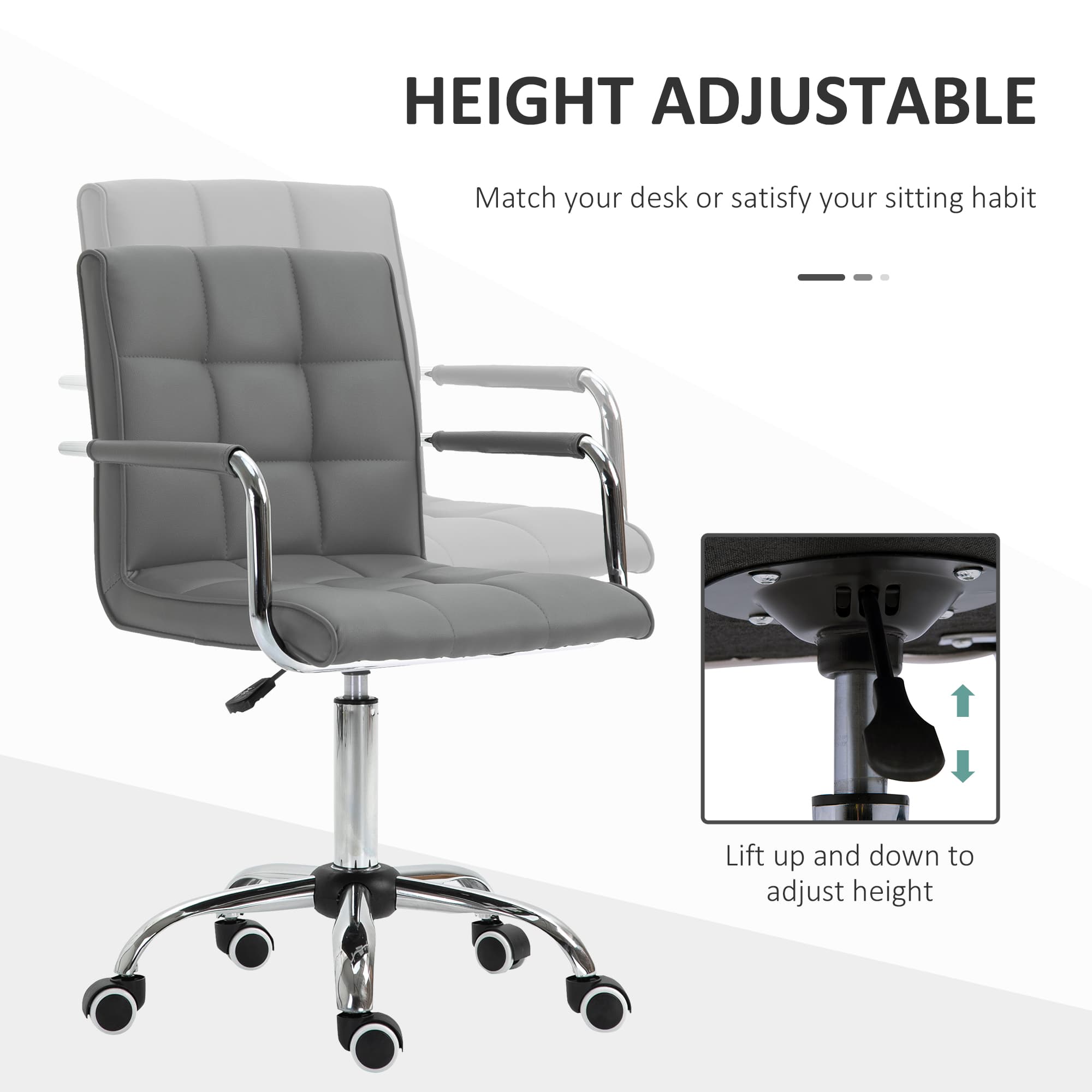 Transform Your Workspace with the Vinsetto Grey Leather Office Chair - image 4