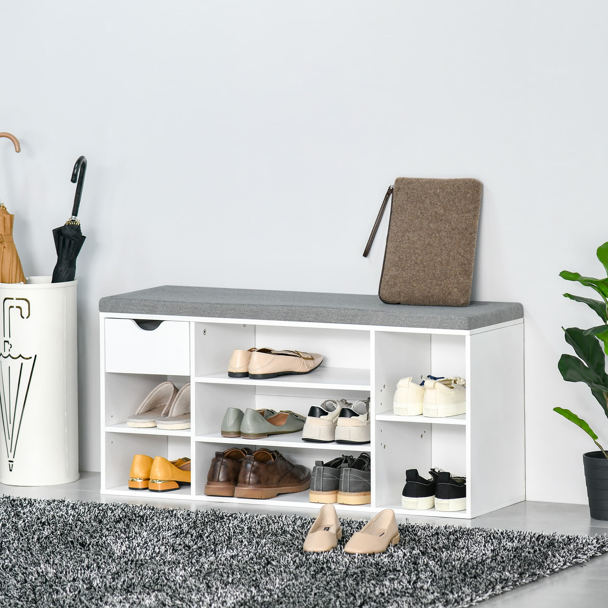 Transform Your Hallway with this White Shoe Storage Bench - image 4