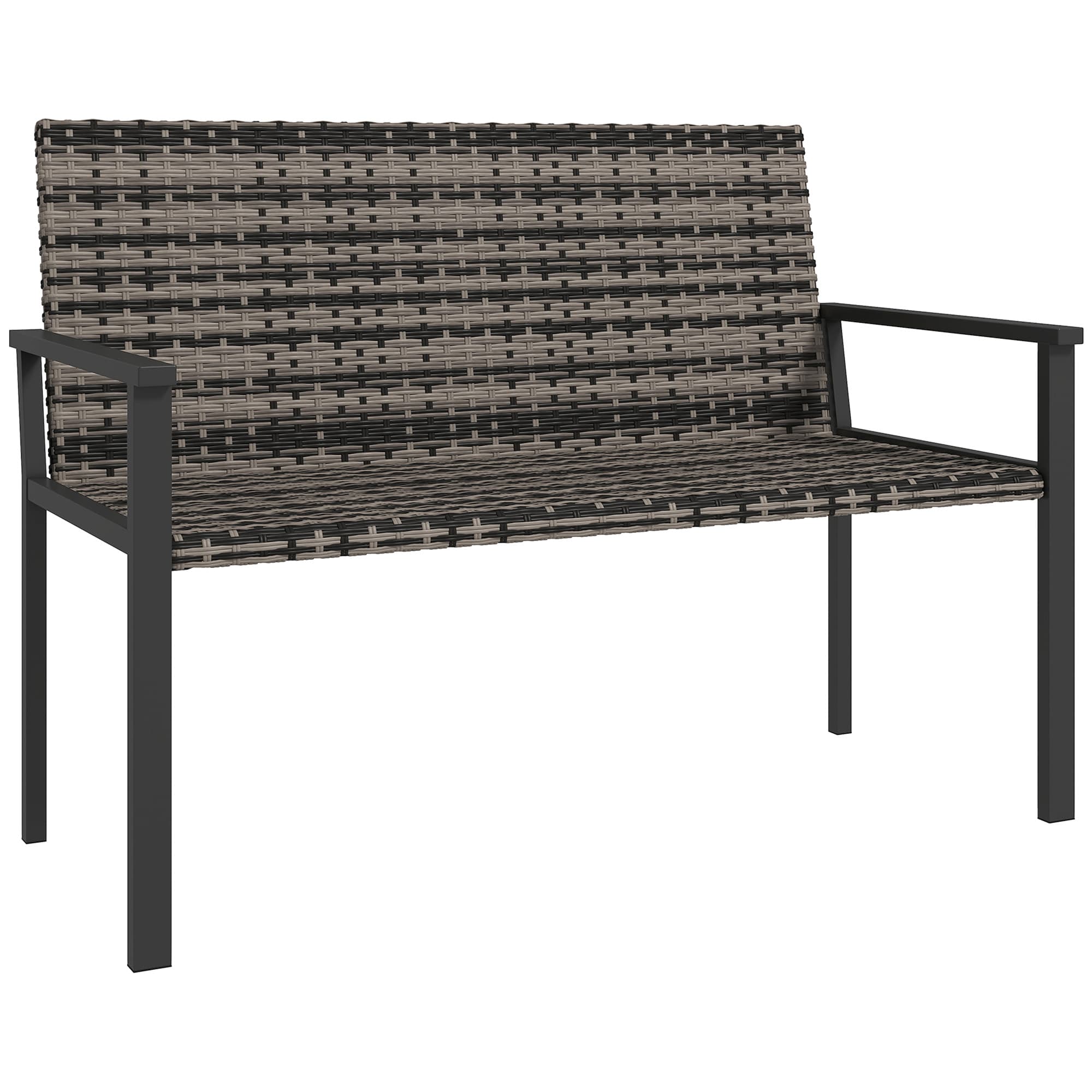 Premium Two-Seater Mixed Grey Rattan Garden Bench - Mixed Grey