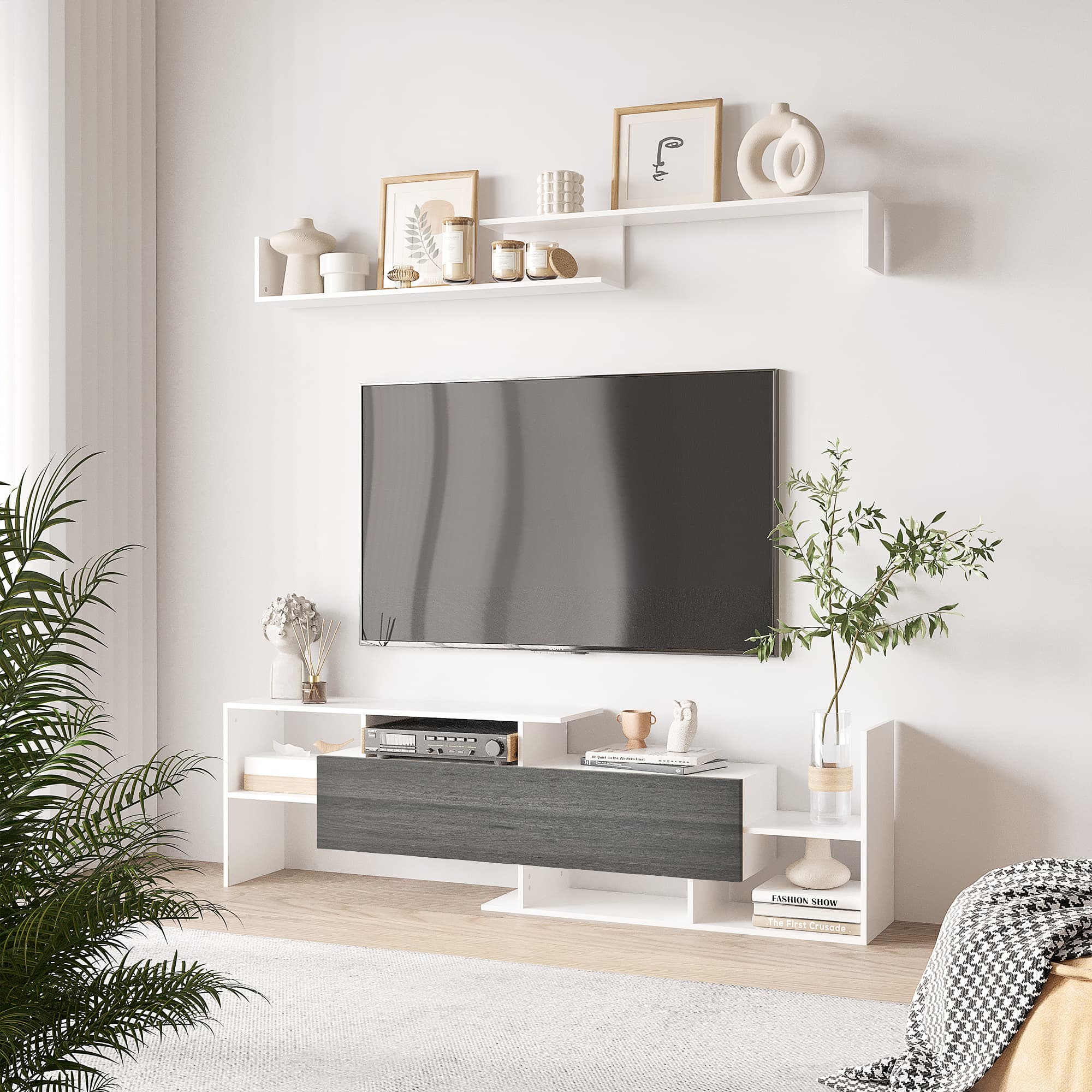 Transform Your Space with this Modern TV Unit & Shelf Set - image 2