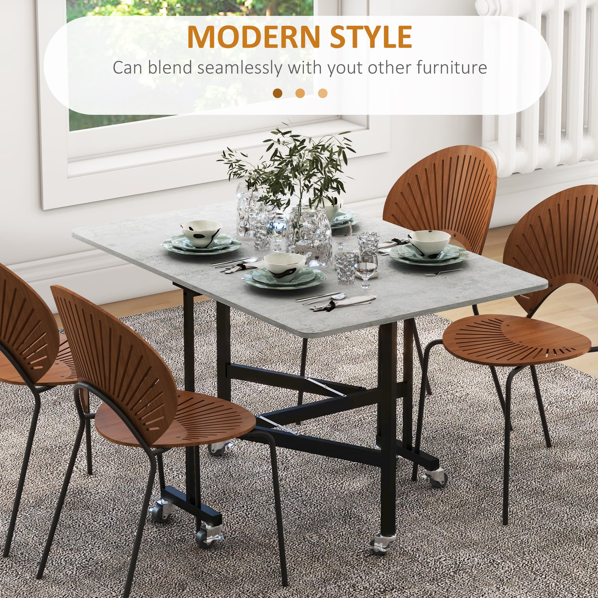 Transform Your Space With This Grey Marble Drop Leaf Table - image 4